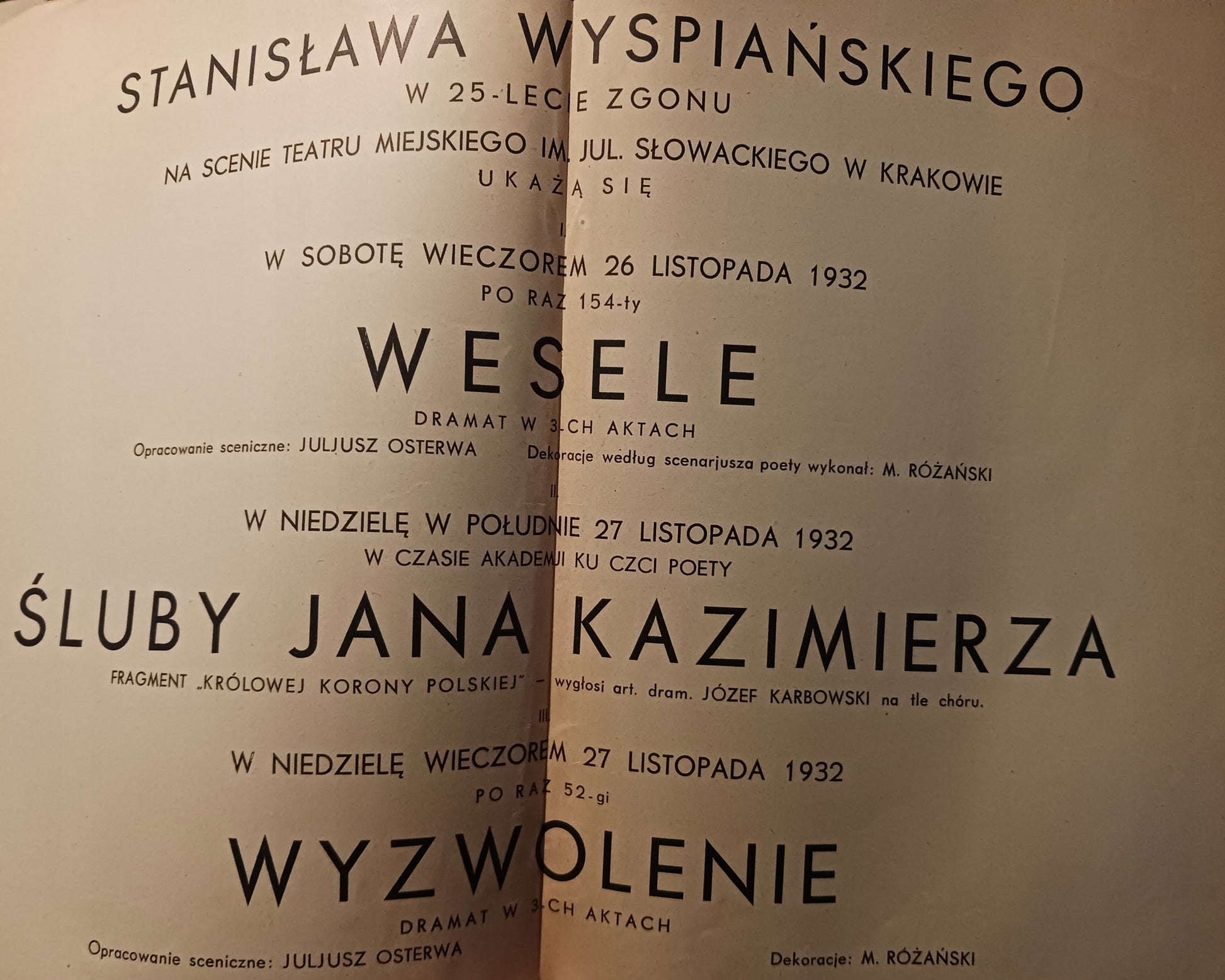 Wyspiańskiemu - Teatr Krakowski 1907-1932 [wydanie z roku 1932][teatr]