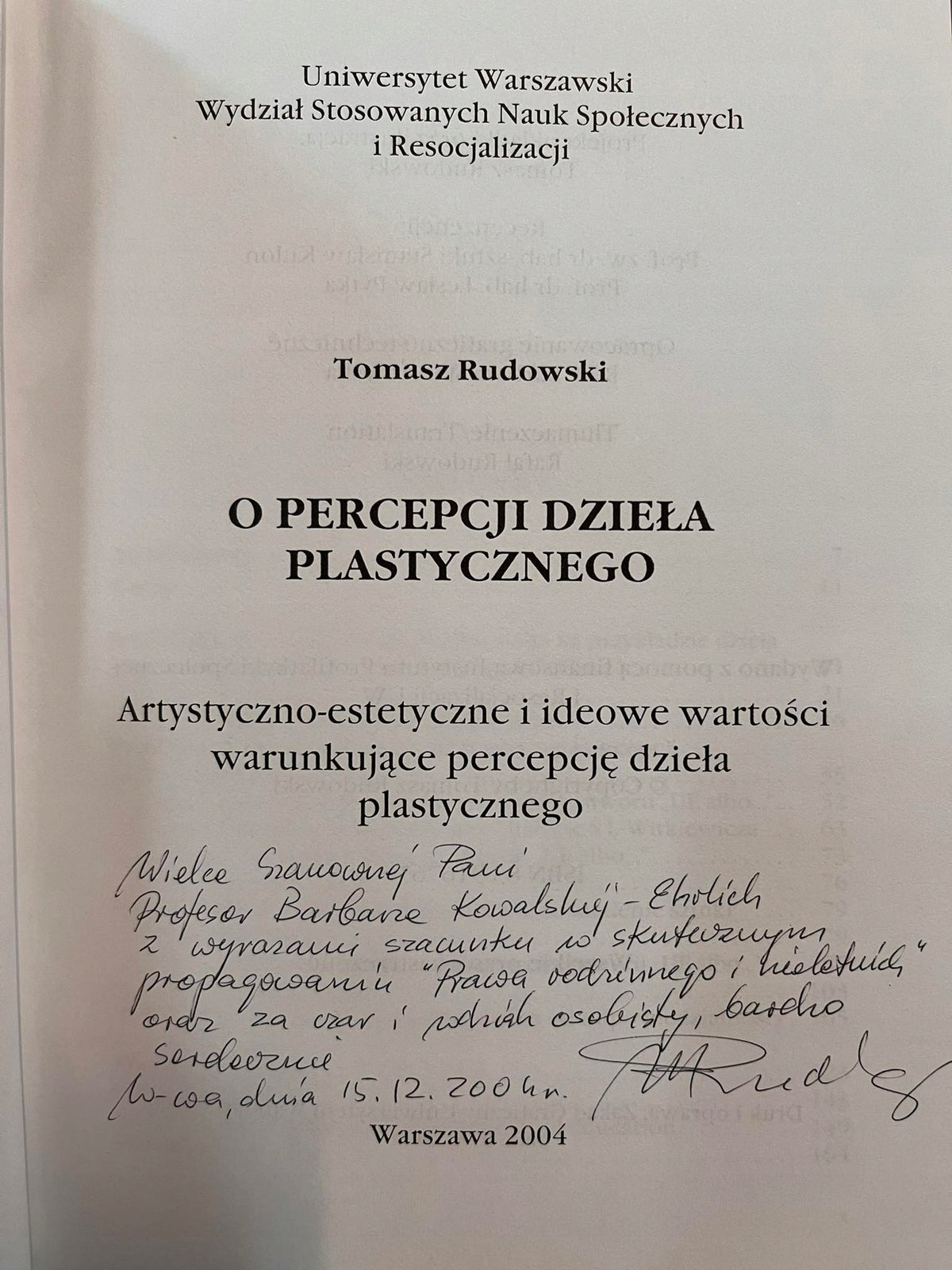 O percepcji dzieła plastycznego Dedykacja!