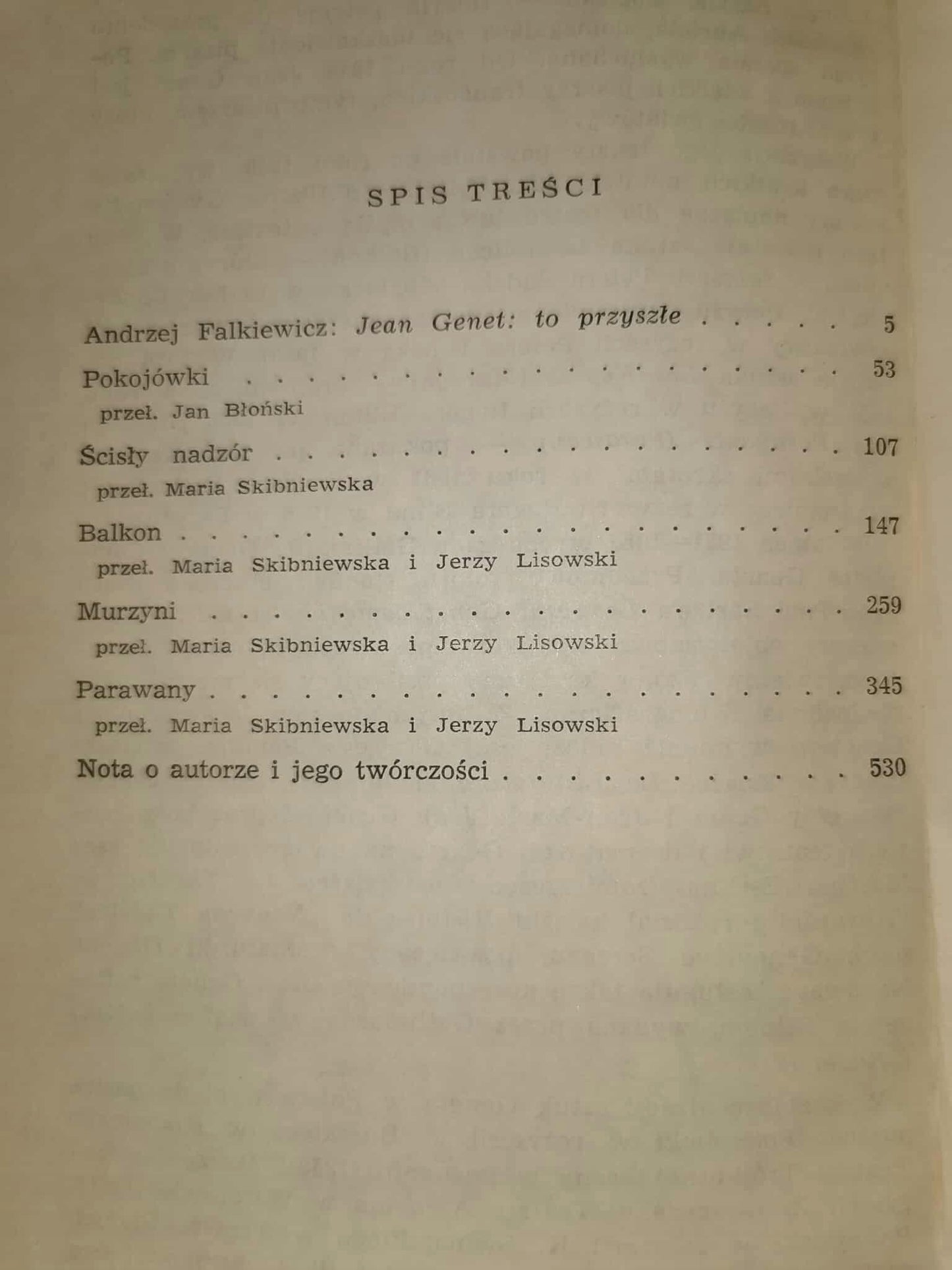 Teatr, Jean Genet [obwoluta i okładka Jan Młodożeniec]