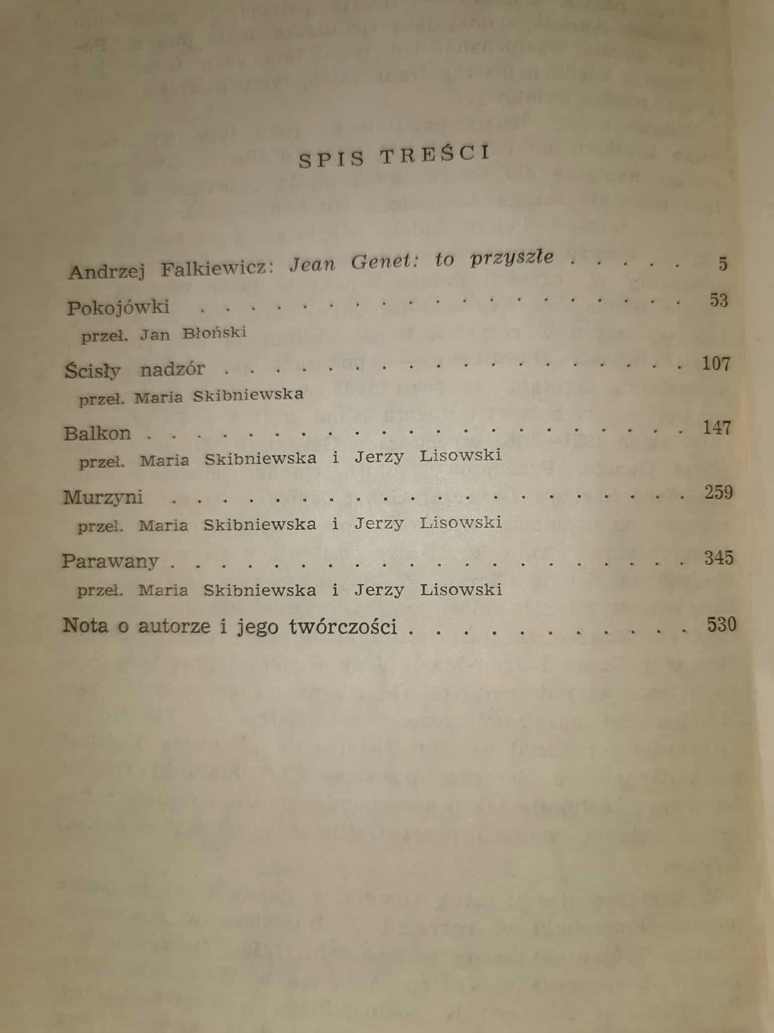 Teatr, Jean Genet [obwoluta i okładka Jan Młodożeniec]