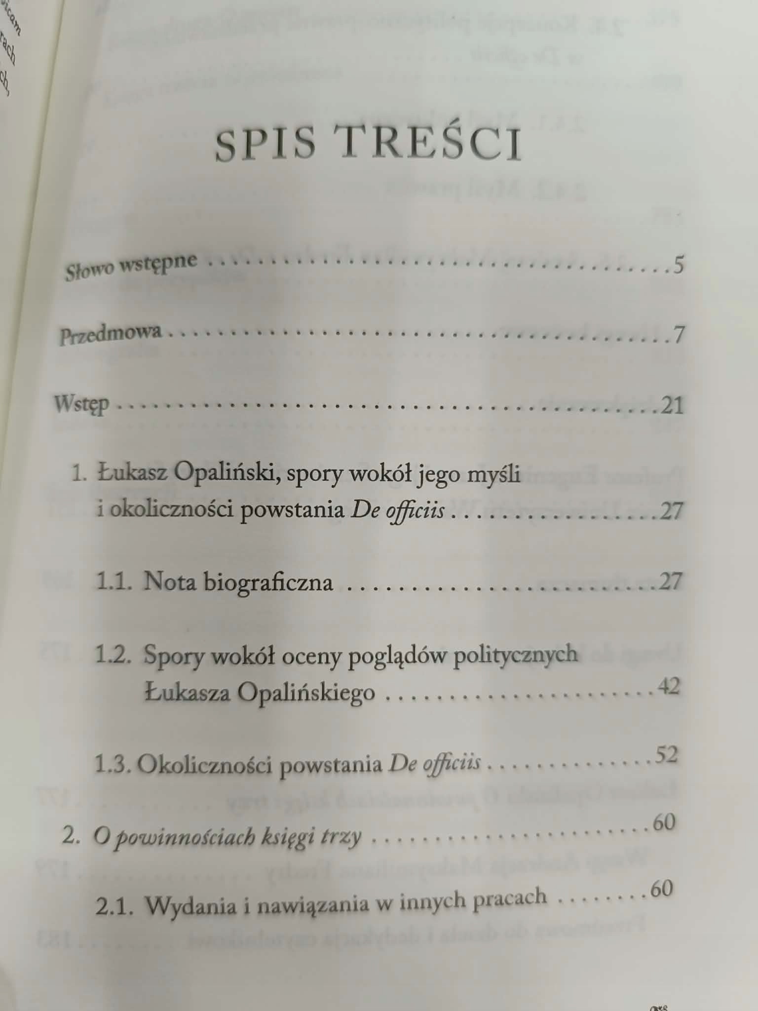 De officiis libri tres, O powinnościach księgi trzy, Opaliński Łukasz