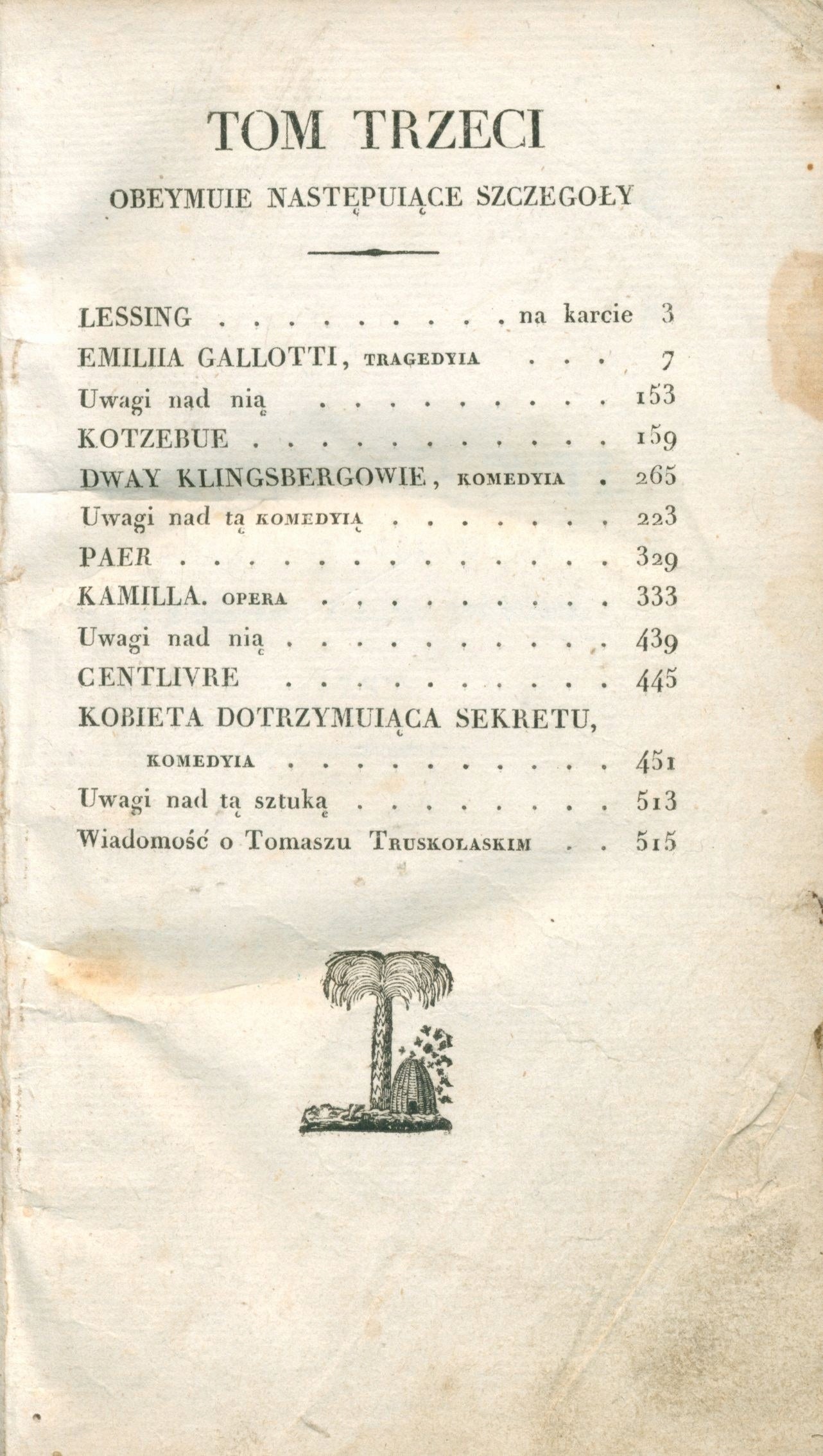 Dzieła dramatyczne Woyciecha Bogusławskiego, t. III [Warszawa 1820]