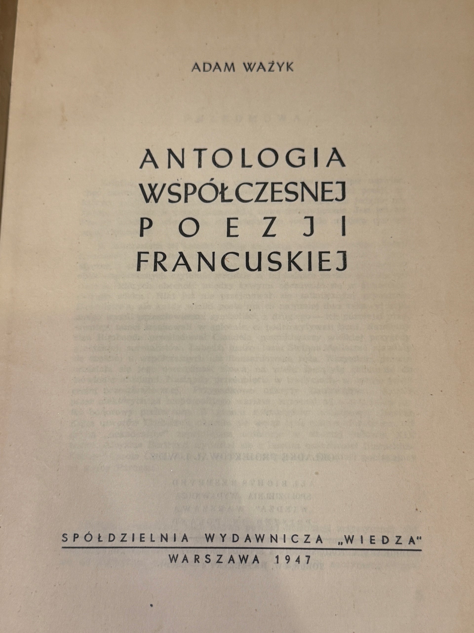 Antologia współczesnej poezji francuskiej Adam Ważyk [1947 r.]