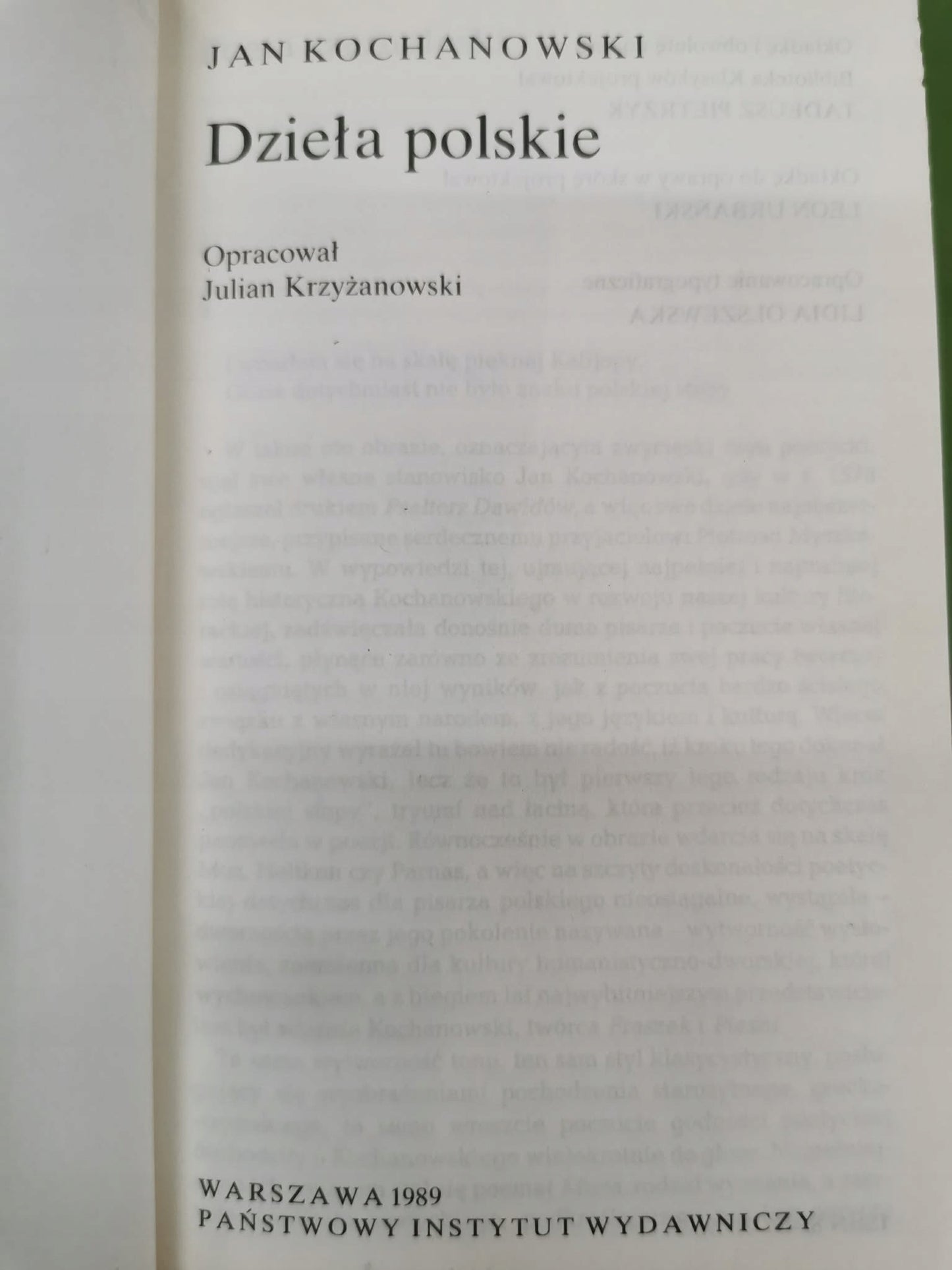 Dzieła Polskie, Jan Kochanowski