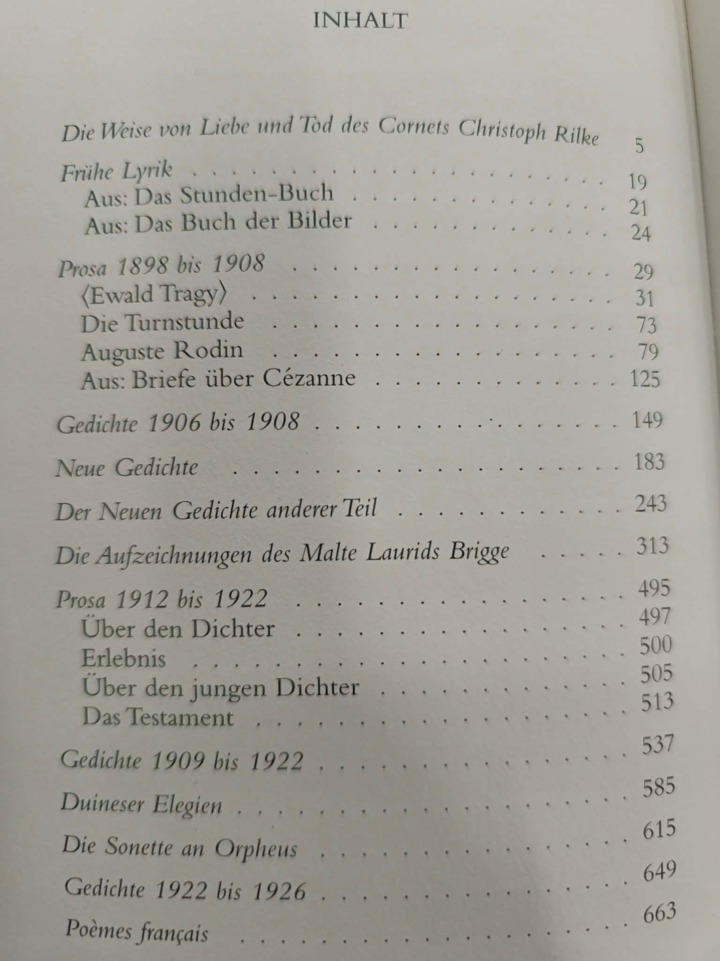 Rainer Maria Rilke, Lyrik und Prosa [po niemiecku]