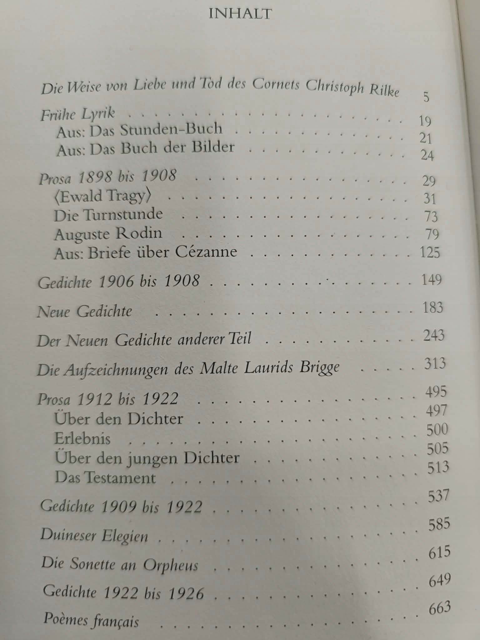 Rainer Maria Rilke, Lyrik und Prosa [po niemiecku]
