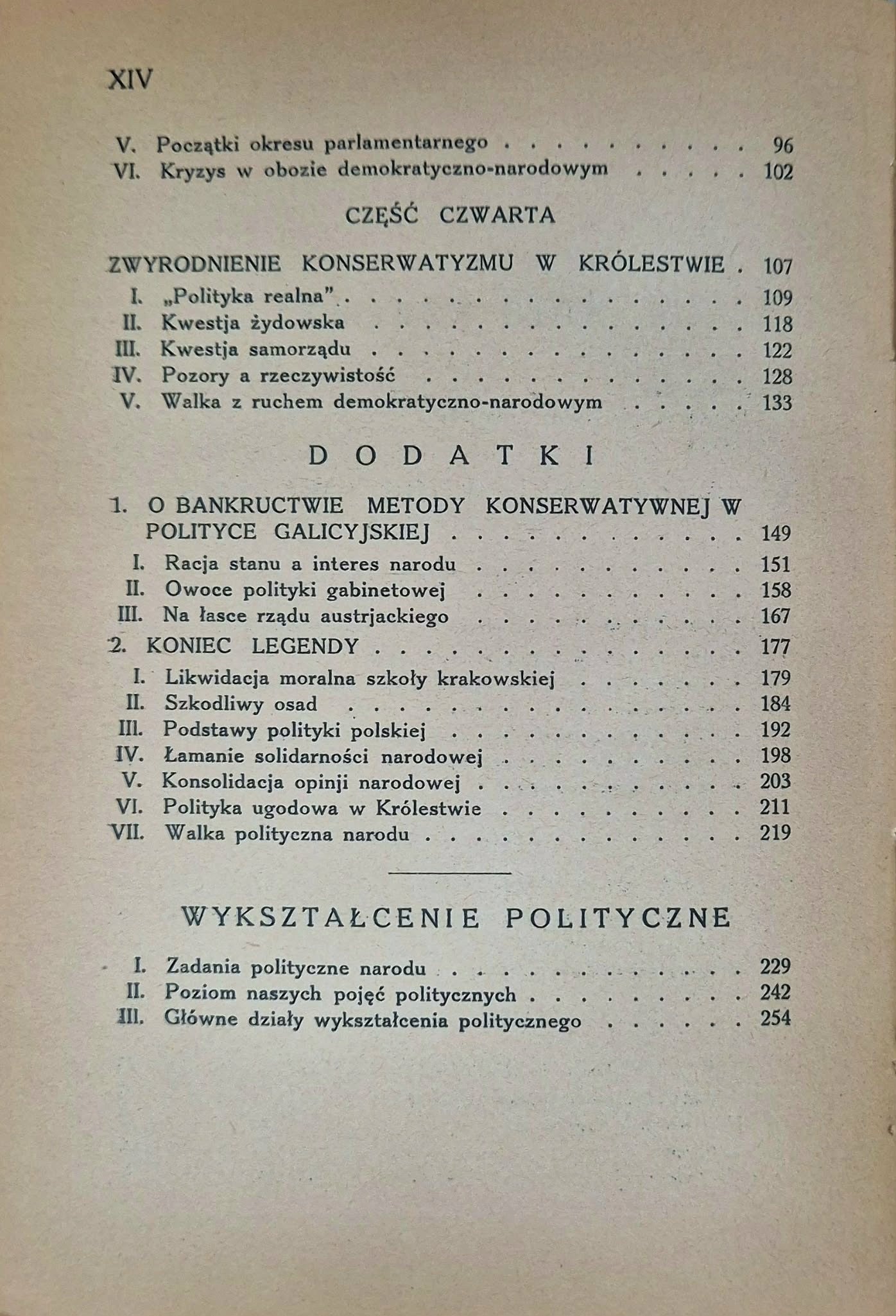 Roman Dmowski Pisma tom IV Upadek myśli konserwatywnej w Polsce [1938]