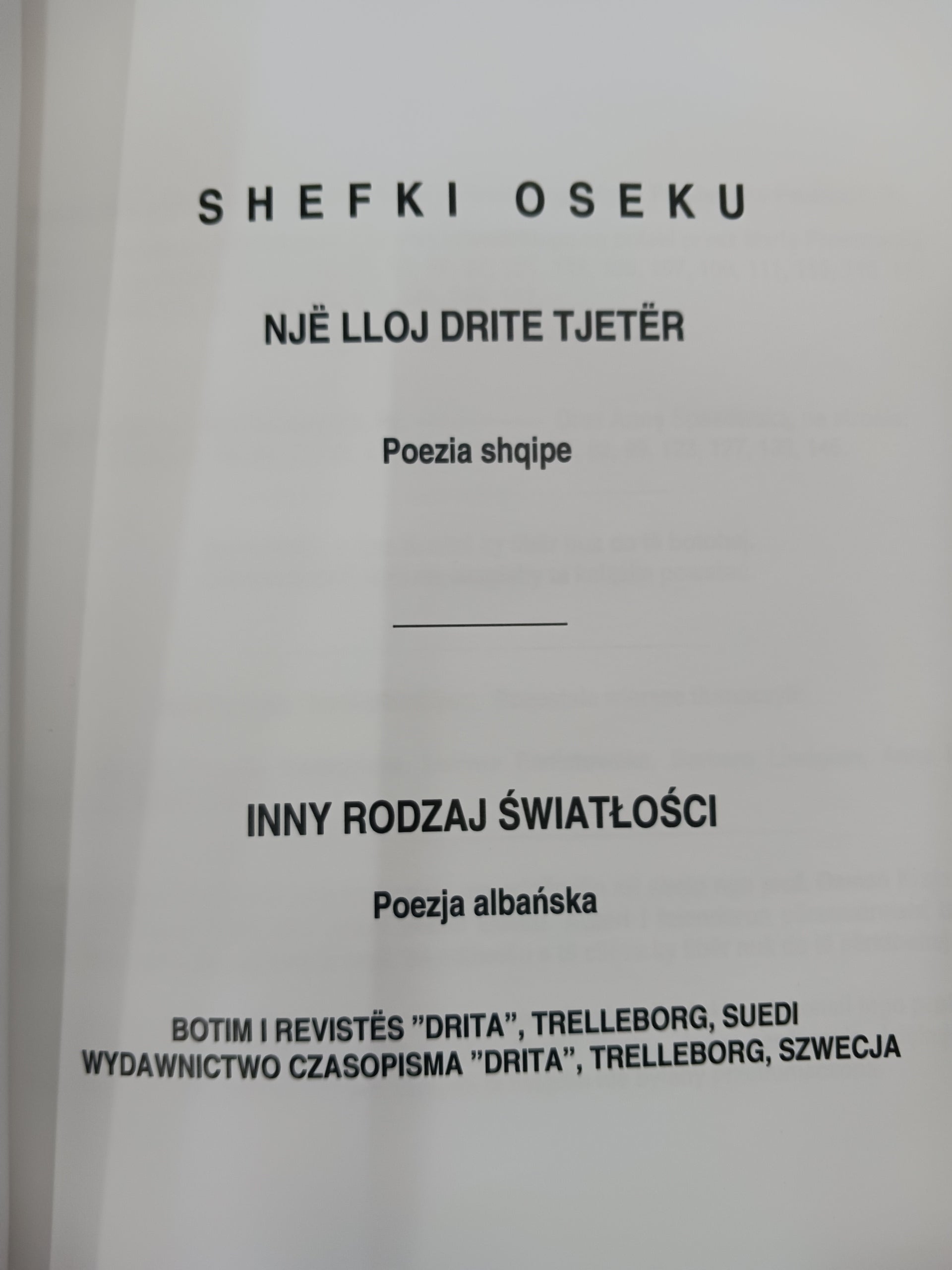 Inny rodzaj światłości Poezja albańska Shefiki Oseku