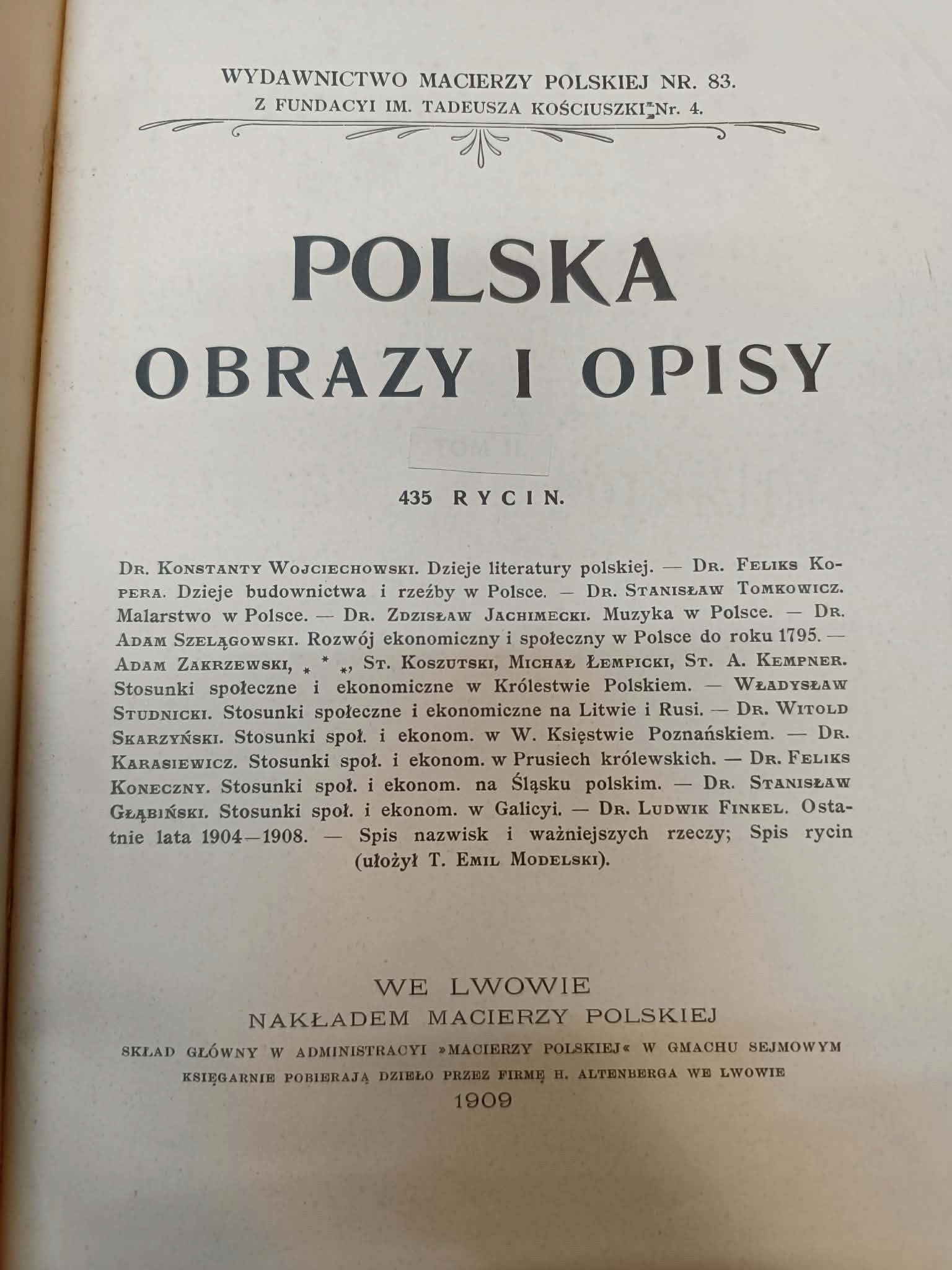 Polska, obrazy i opisy, T. II, dr. Konstanty Wojciechowski