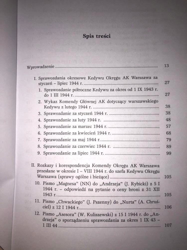 Kedyw Okręgu Warszawa Armii Krajowej Dokumenty-'44