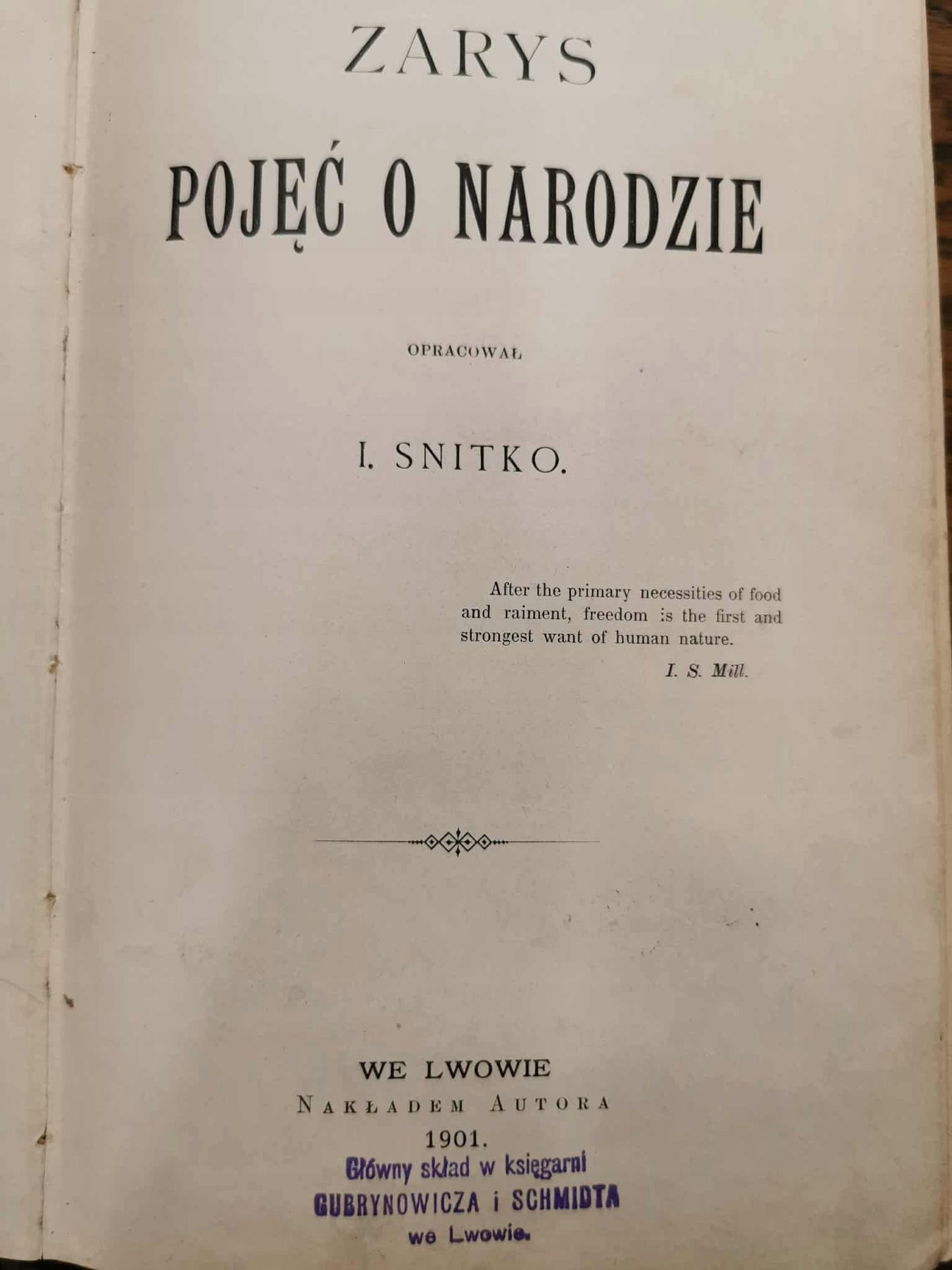 Zarys Pojęć o Narodzie, I. Snitko [Lwów 1901]