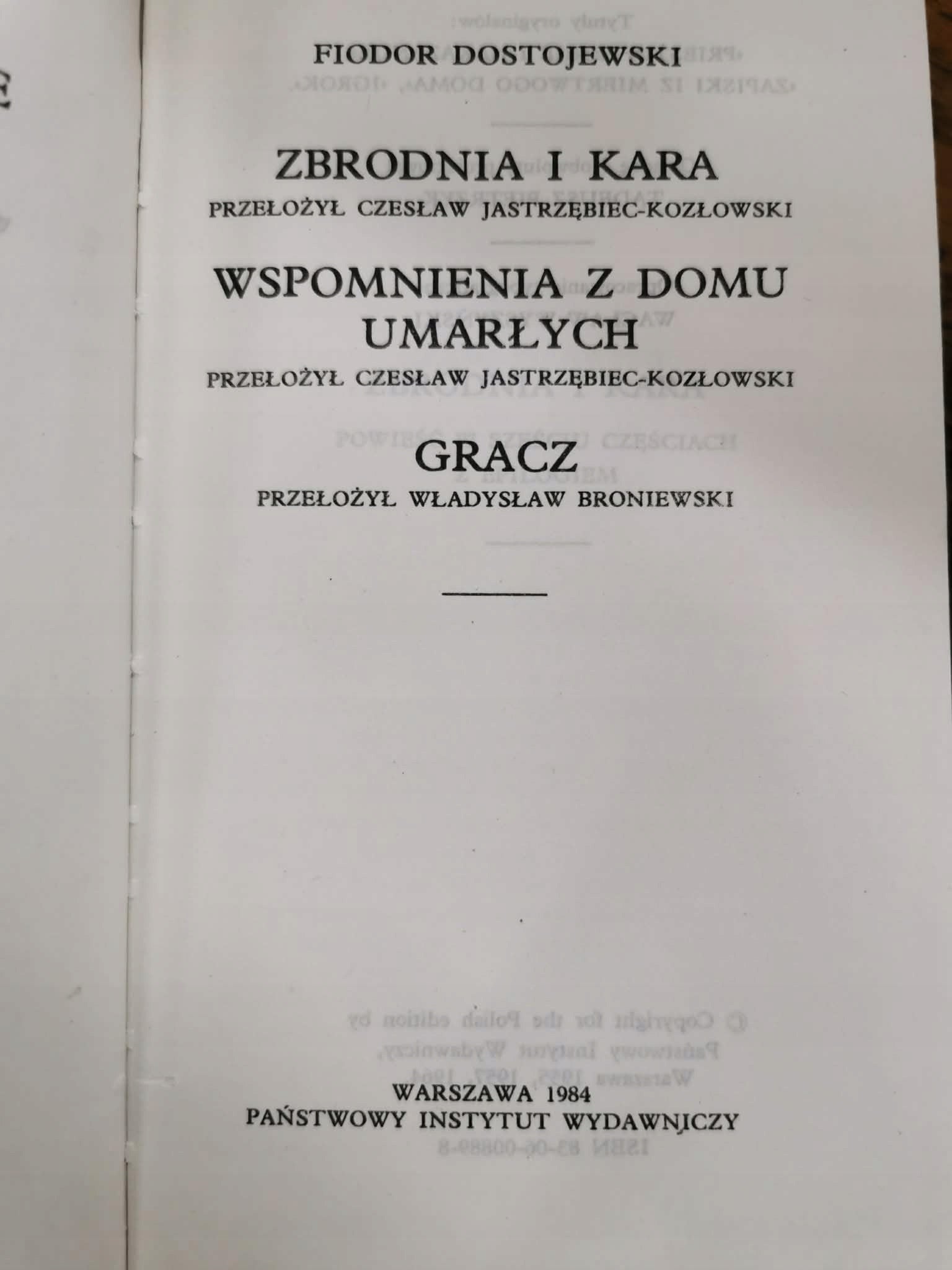 Zestaw książek Fiodora Dostojewskiego t. I-IV