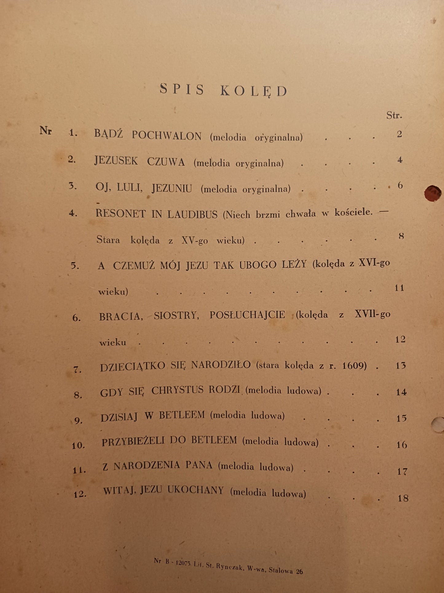Dwanaście kolęd na chór mieszany Feliks Nowowiejski wydanie V [1947 rok]