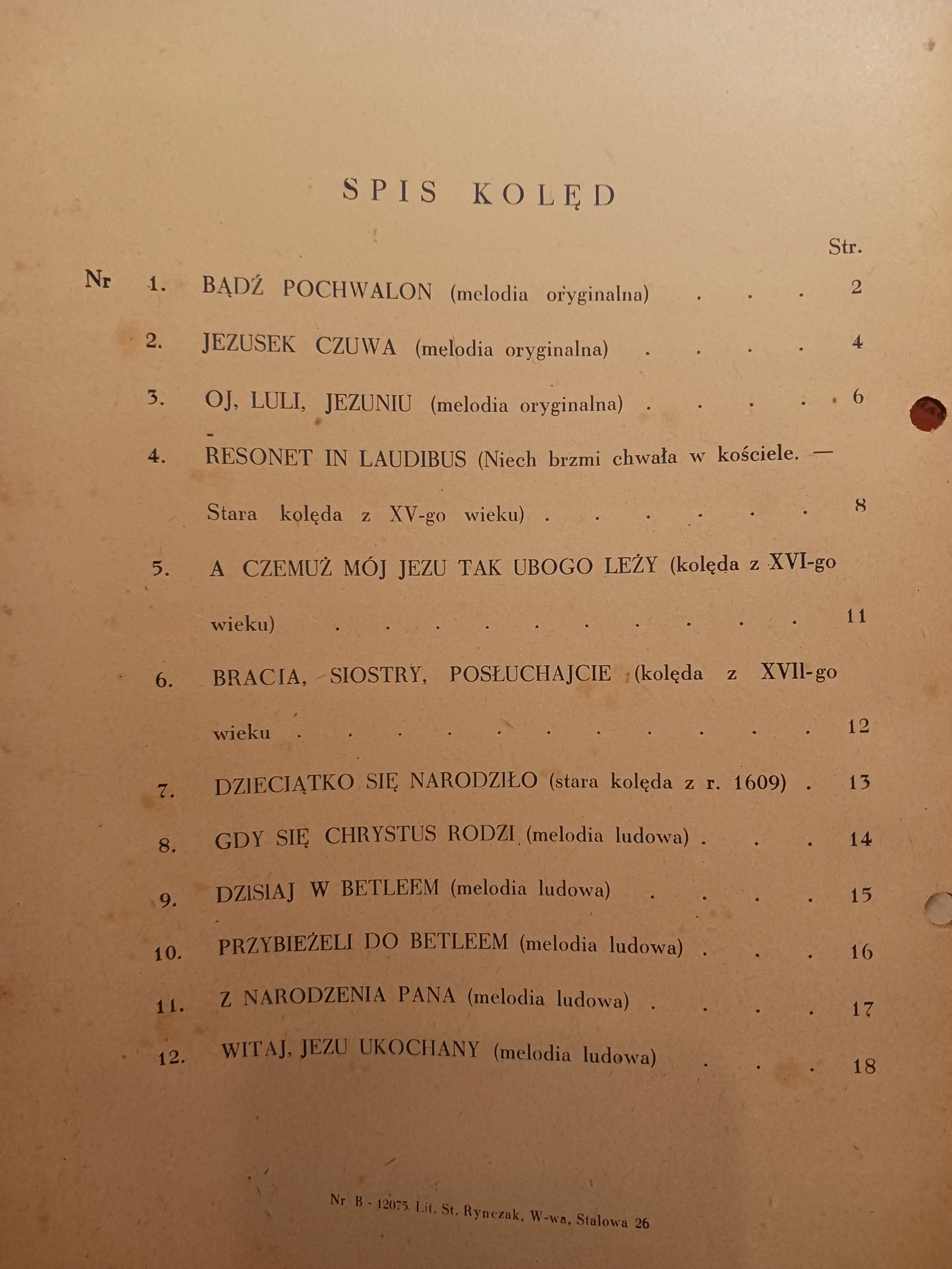 Dwanaście kolęd na chór mieszany Feliks Nowowiejski wydanie V [1947 rok]