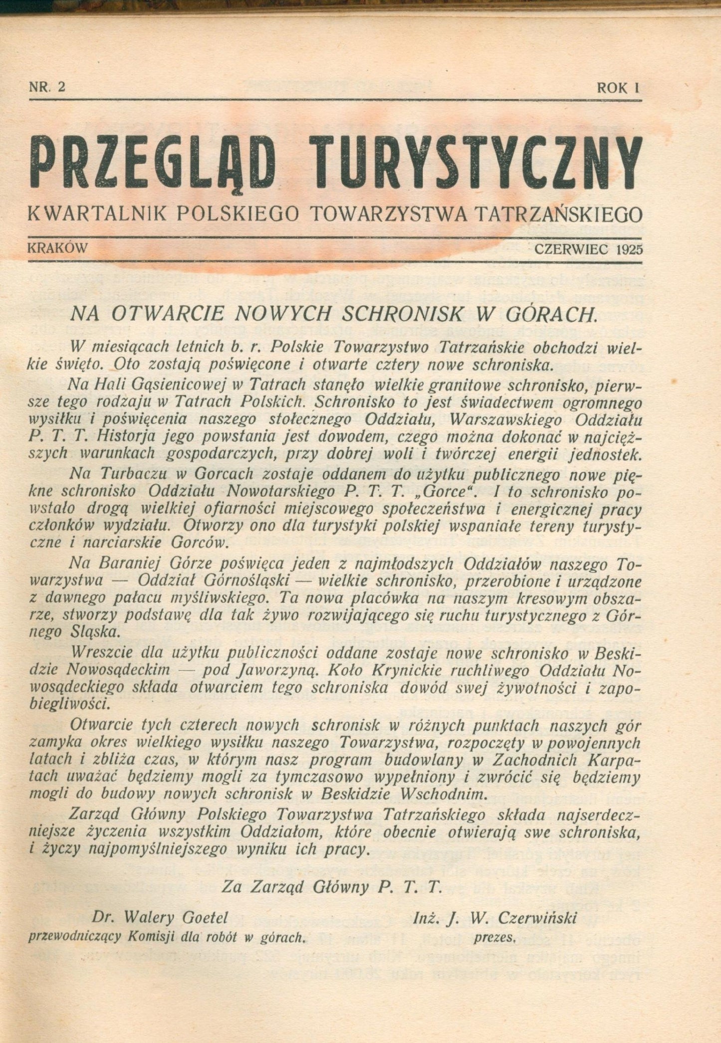 Przegląd turystyczny. Kwartalnik Polskiego Towarzystwa Tatrzańskiego