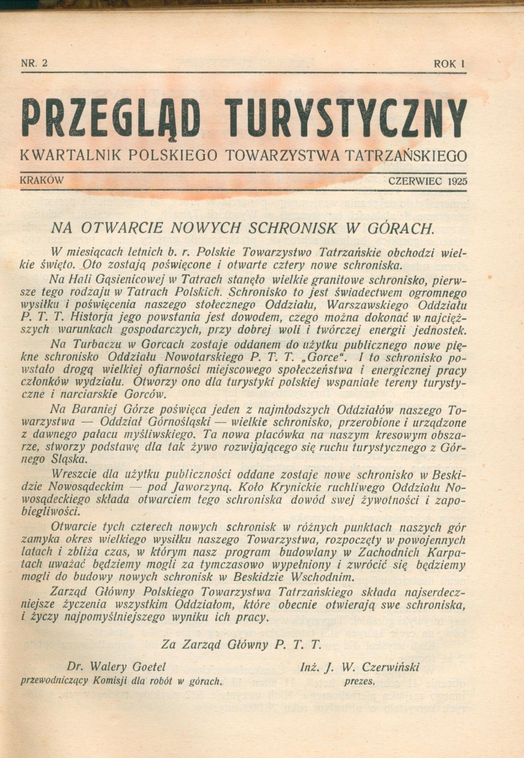 Przegląd turystyczny. Kwartalnik Polskiego Towarzystwa Tatrzańskiego