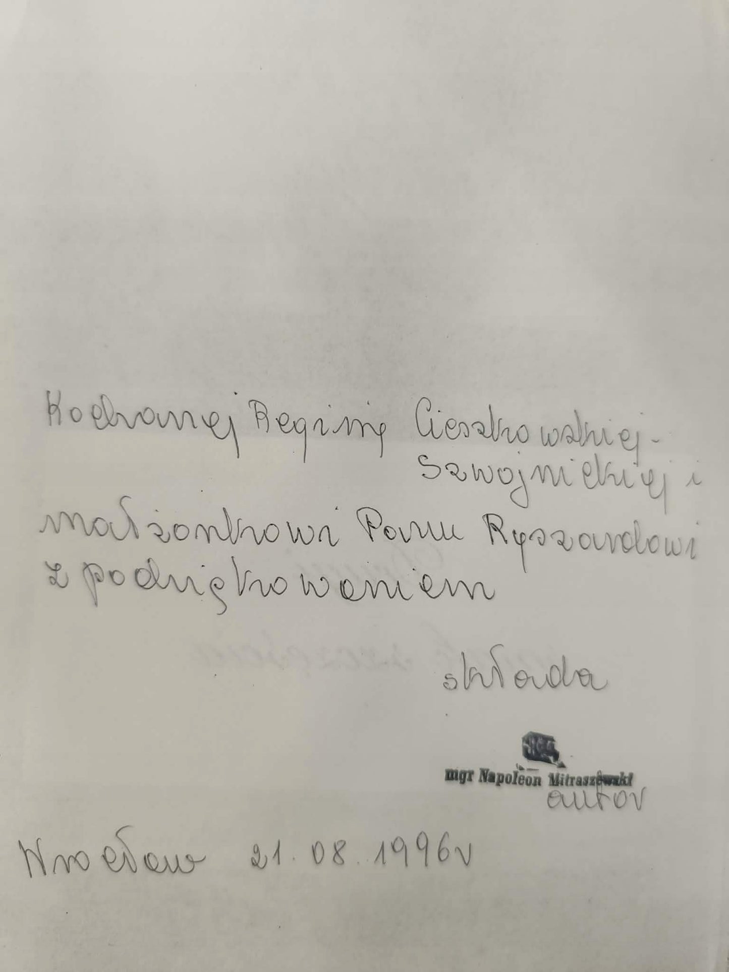 Drugi smak szczęścia Napoleon Mitraszewski [dedykacja autora]
