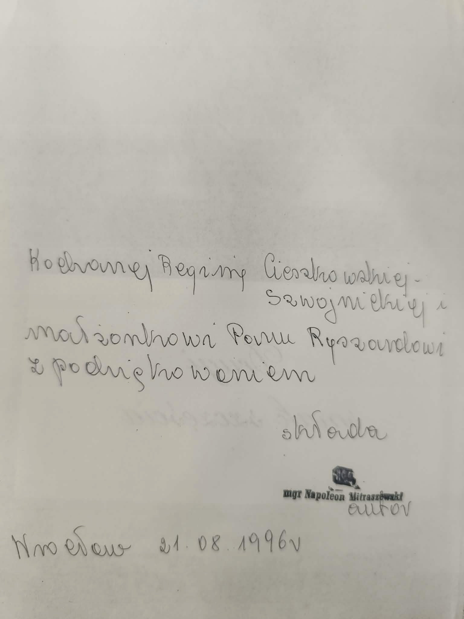 Drugi smak szczęścia Napoleon Mitraszewski [dedykacja autora]