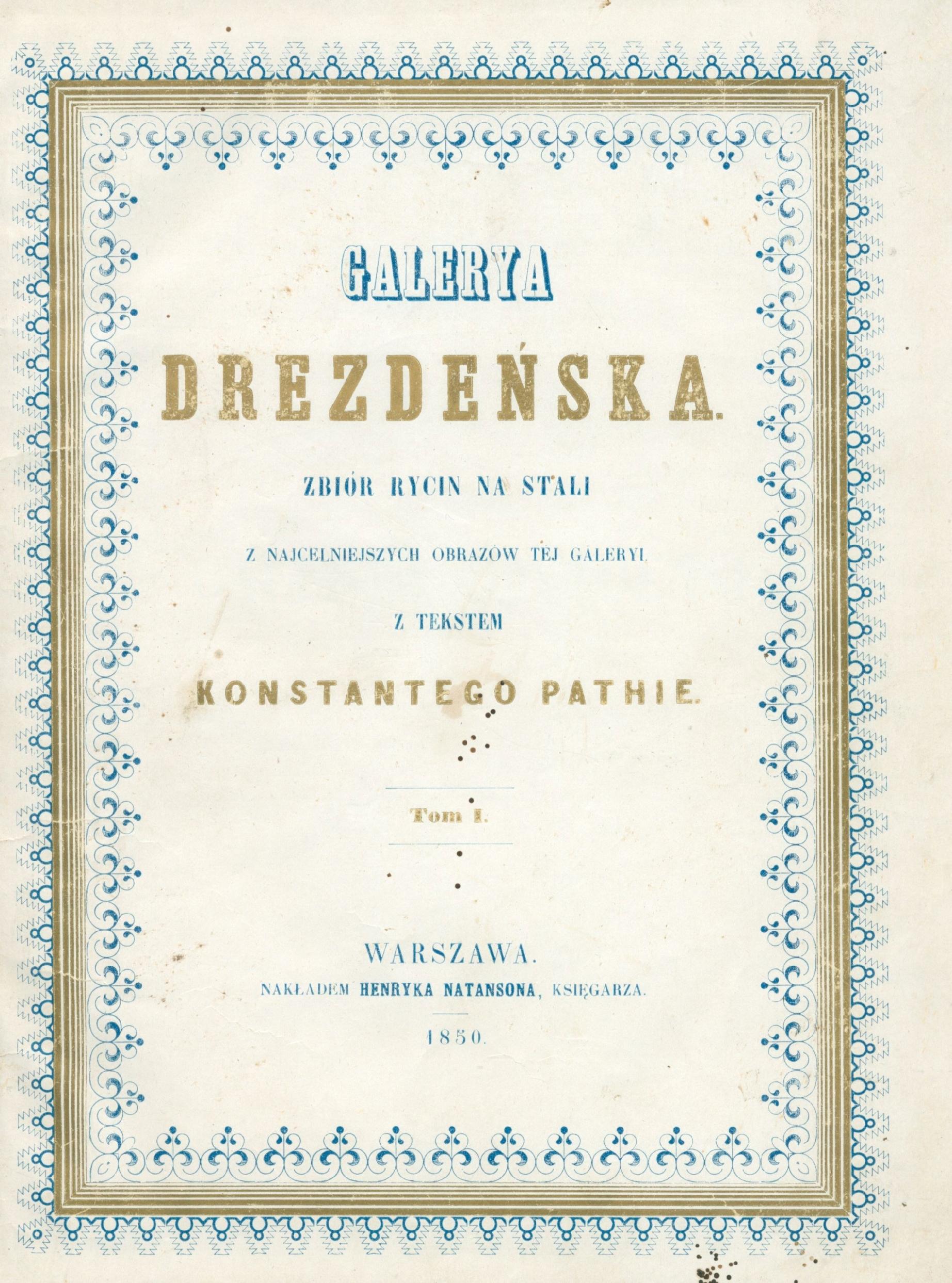 Galerya drezdeńska. Zbiór, Warszawa 1850, Pathie Konstanty