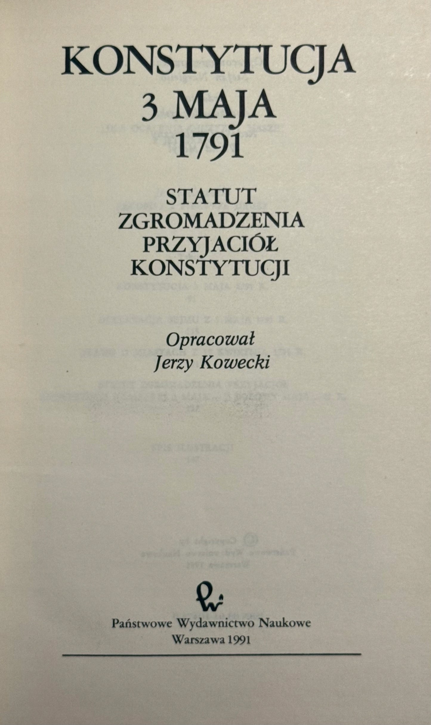 Konstytucja 3 Maja 1791 Faksymile, Reprint edycji Grolla z 1791 r.
