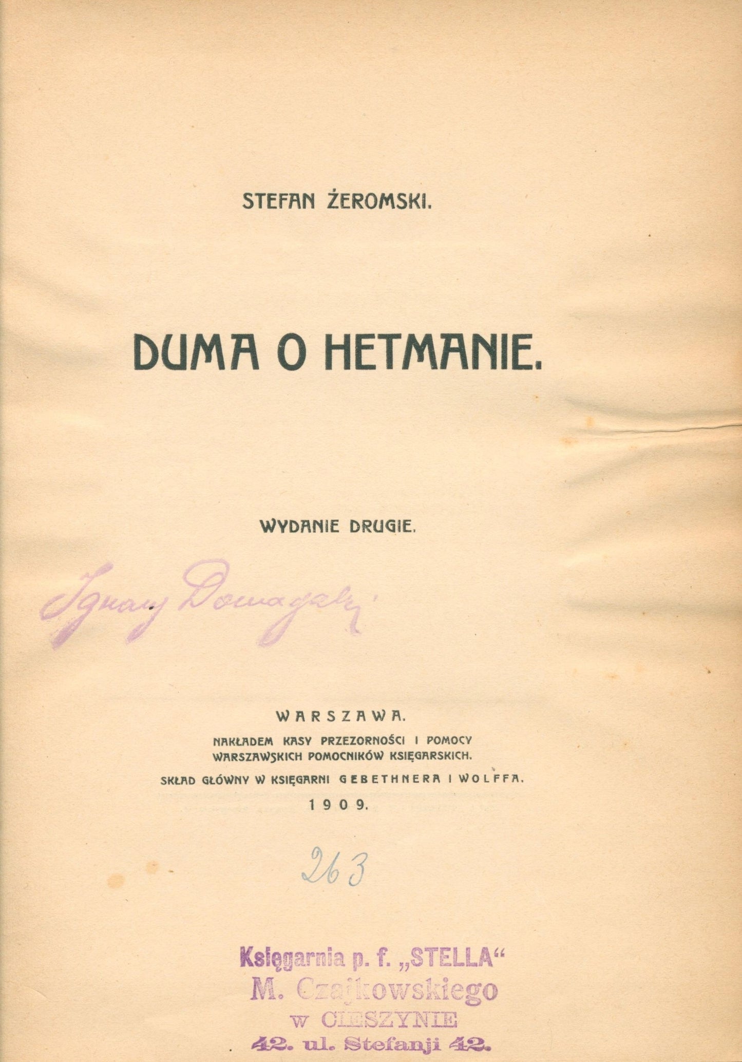 Żeromski Stefan - Duma o hetmanie [Warszawa 1909]