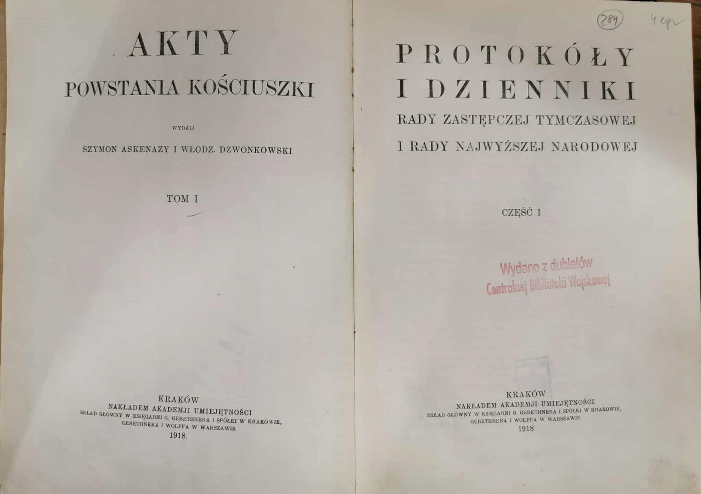 Akty Powstania Kościuszki t. I-II [Warszawa 1918]