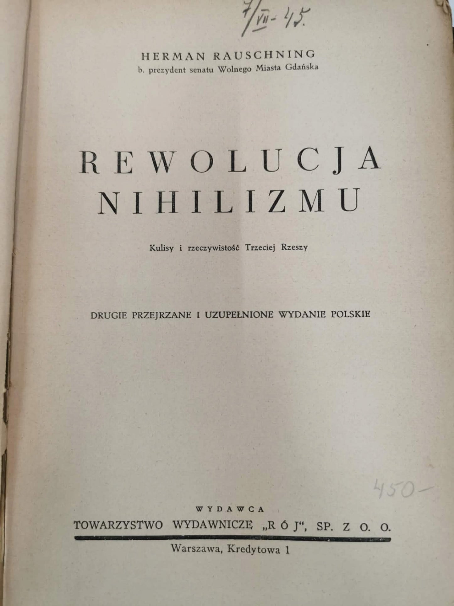 Rewolucja nihilizmu, Herman Rausching [1939]