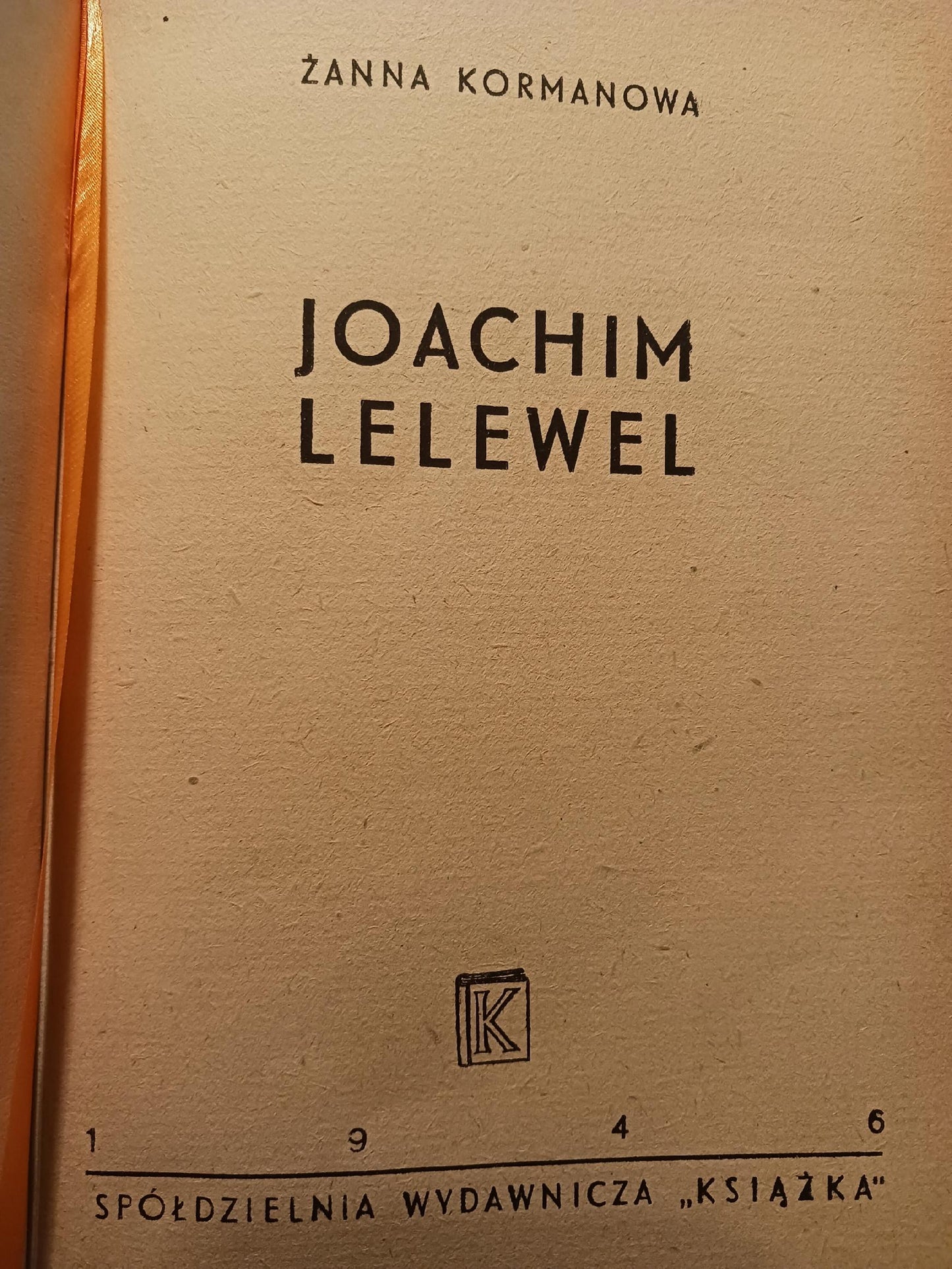 Joachim Lelewel Żanna Kormanowa [Wydanie z roku 1946]