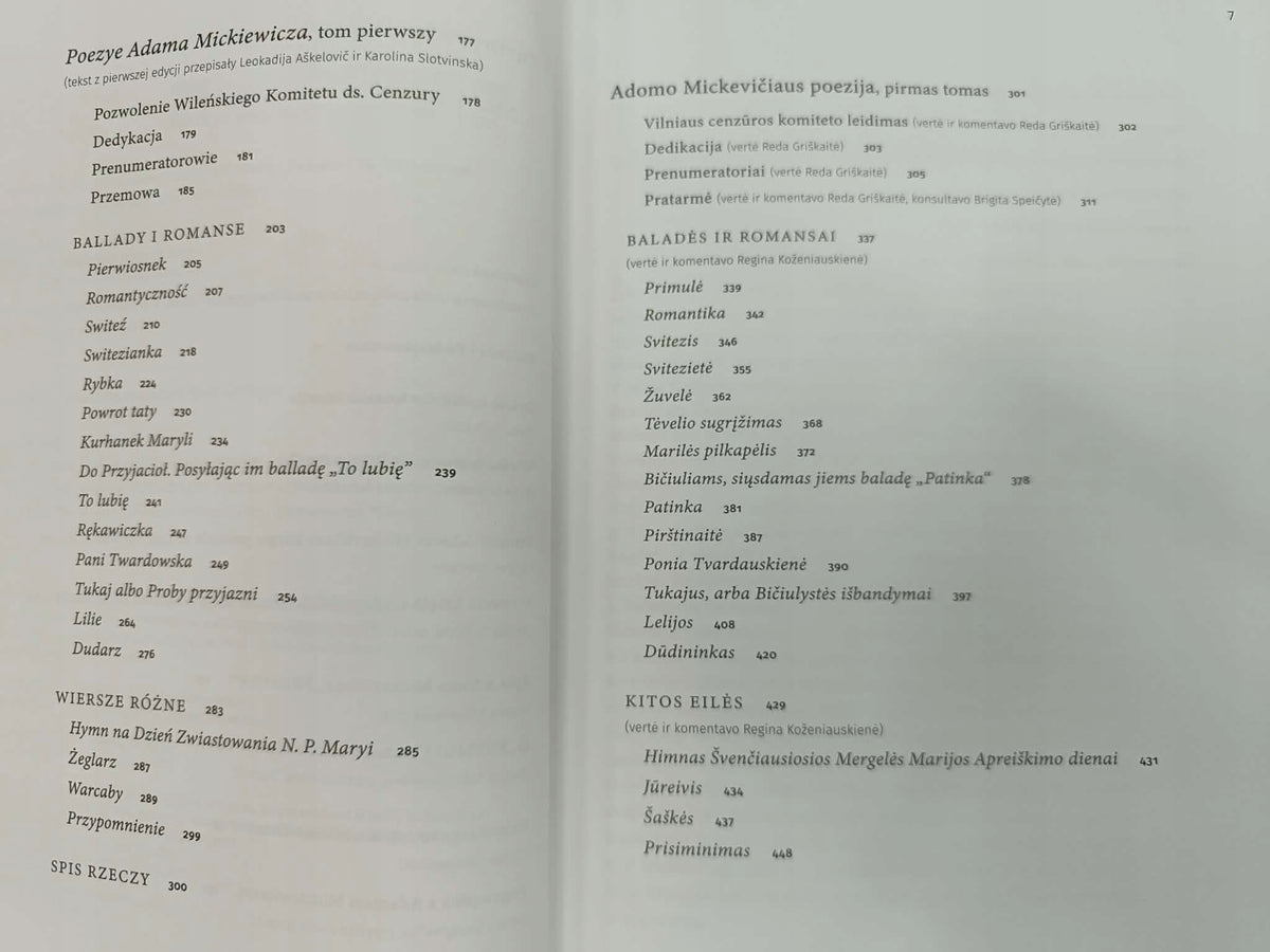 Poezye Adama Mickiewicza, Adomo Mickeviciaus Poezija T. 1