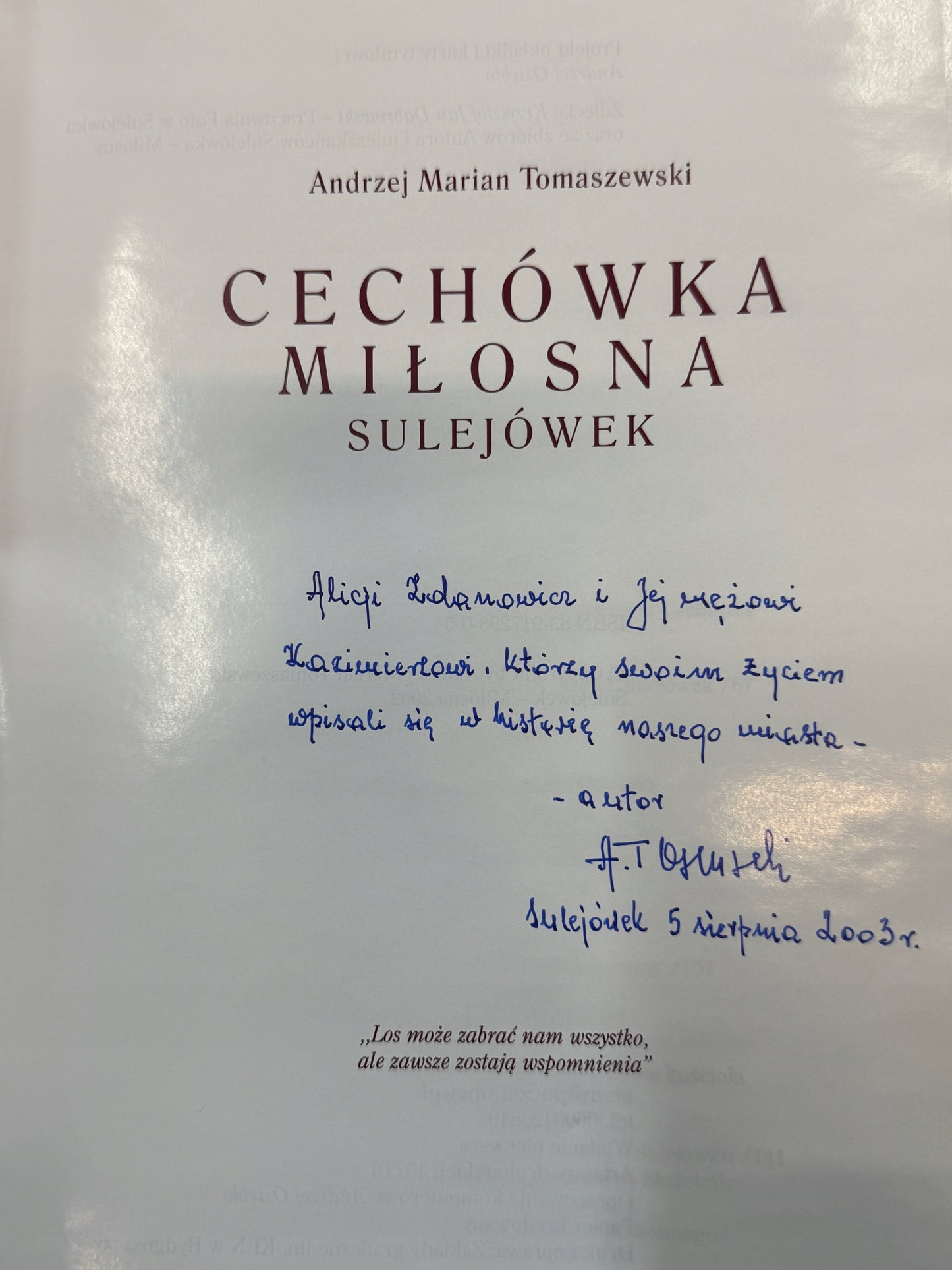 Cechówka, Miłosna, Sulejówek Andrzej Marian Tomaszewski [DEDYKACJA]