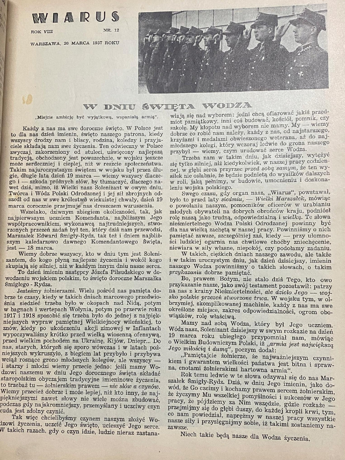 Wiarus [Numery 1-52 1937][Pełny rocznik]