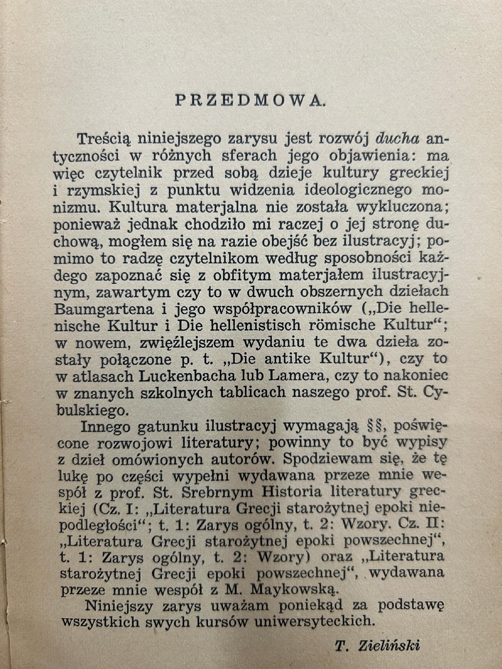 Historja kultury antycznej w zwięzłym wykładzie - Tadeusz Zieliński 1937 r.