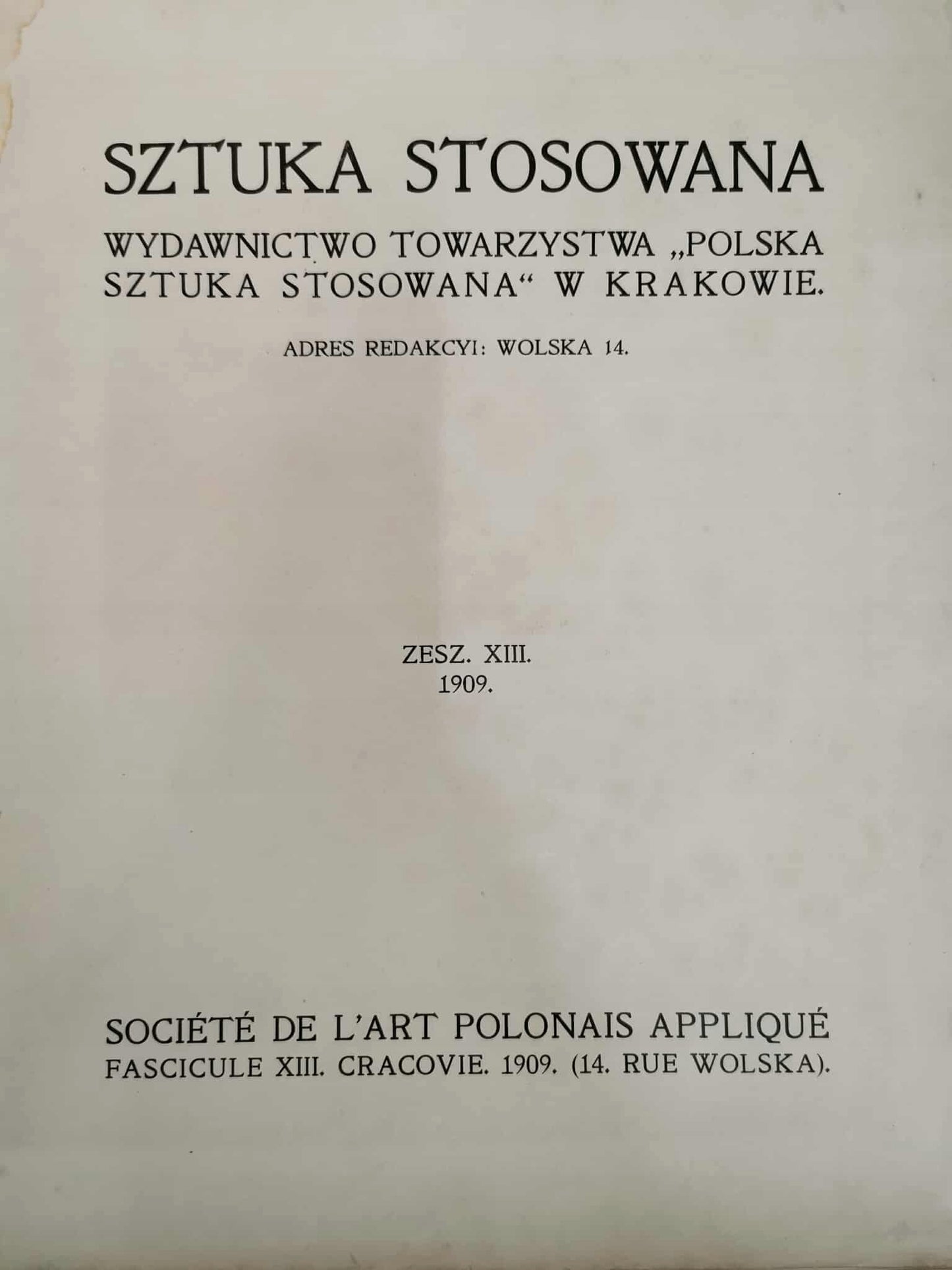 Sztuka Stosowana, Zeszyt 13 [Kraków 1909]