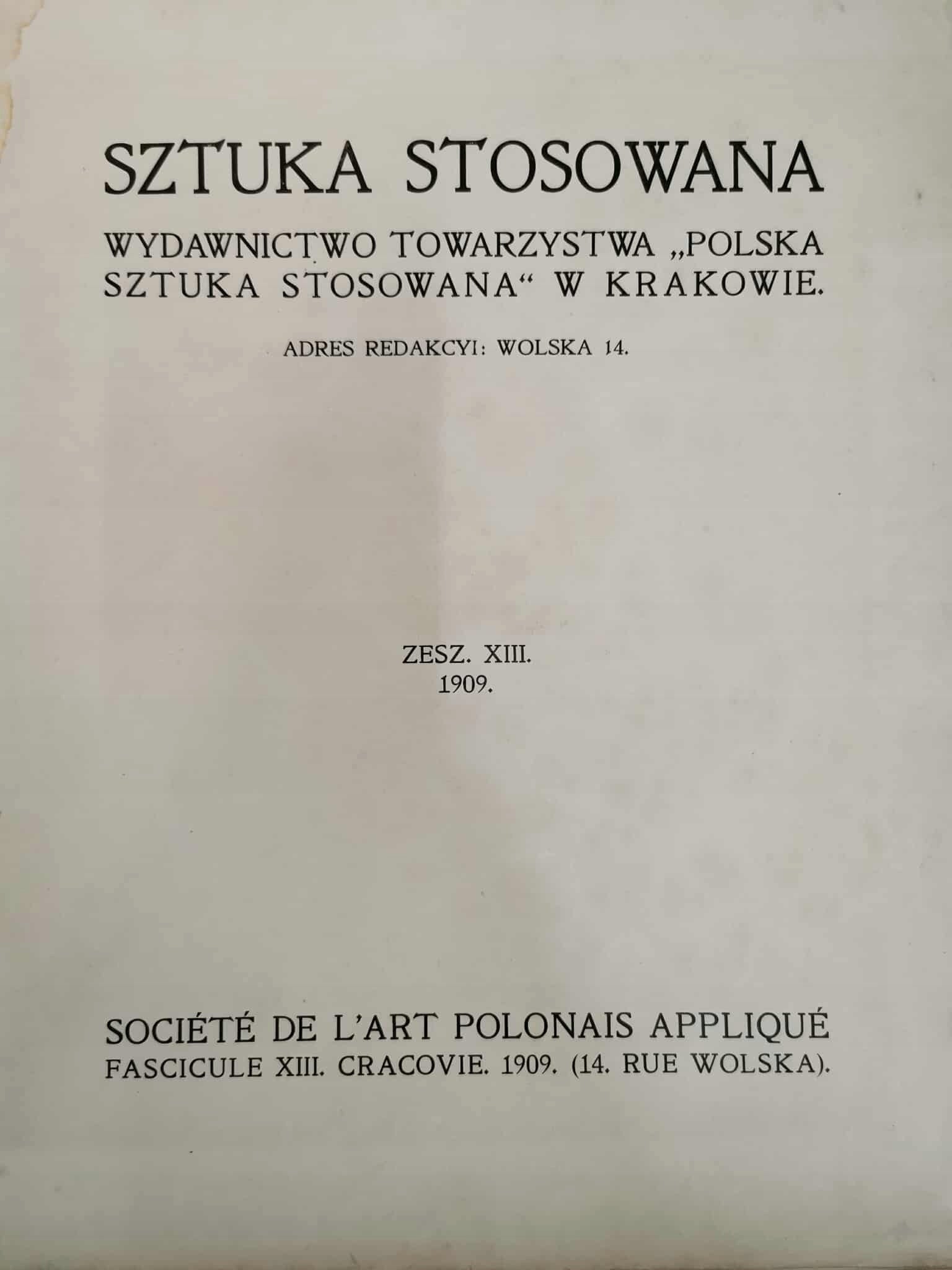 Sztuka Stosowana, Zeszyt 13 [Kraków 1909]