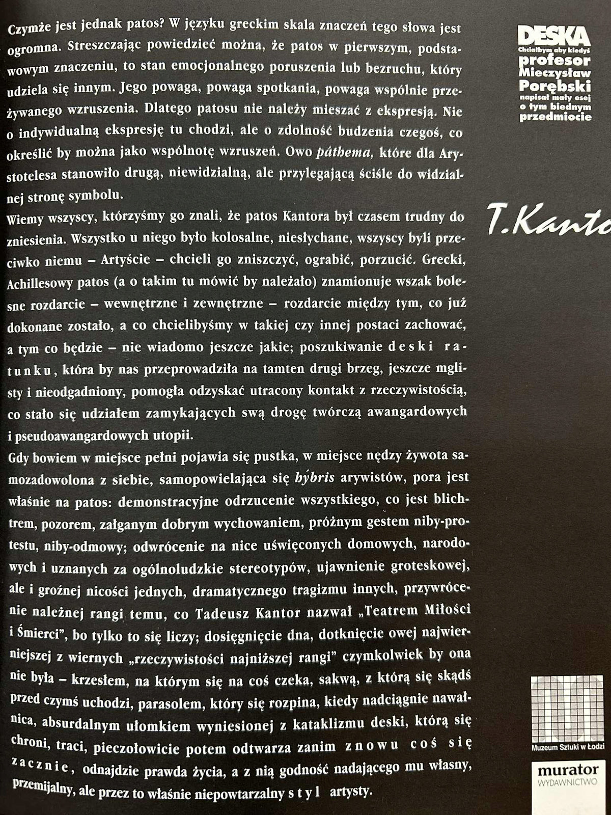 Deska. Chciałbym aby kiedyś... Tadeusz Kantor - Mieczysław Porębski