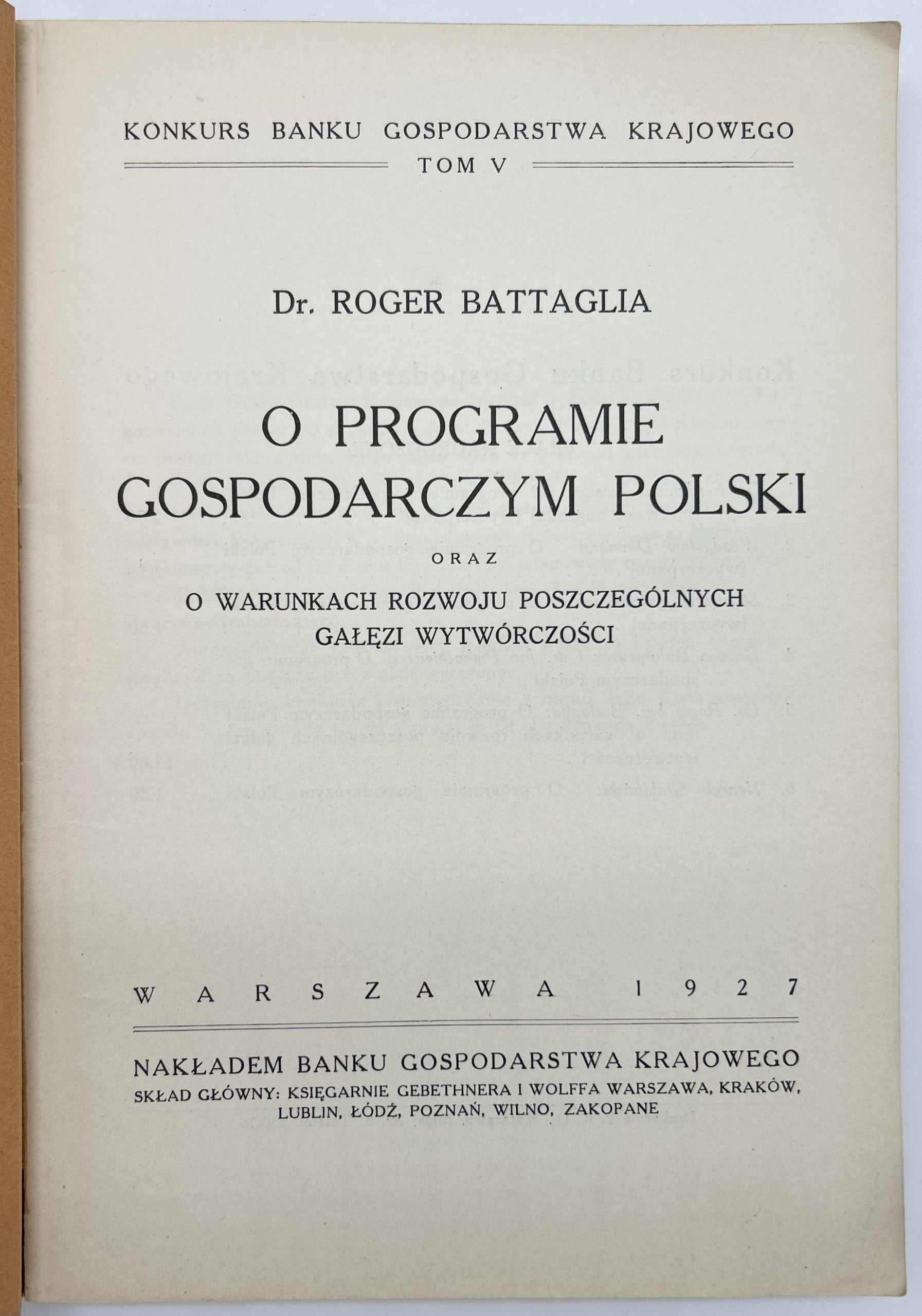 O programie gospodarczym Polski [...] Roger Battaglia