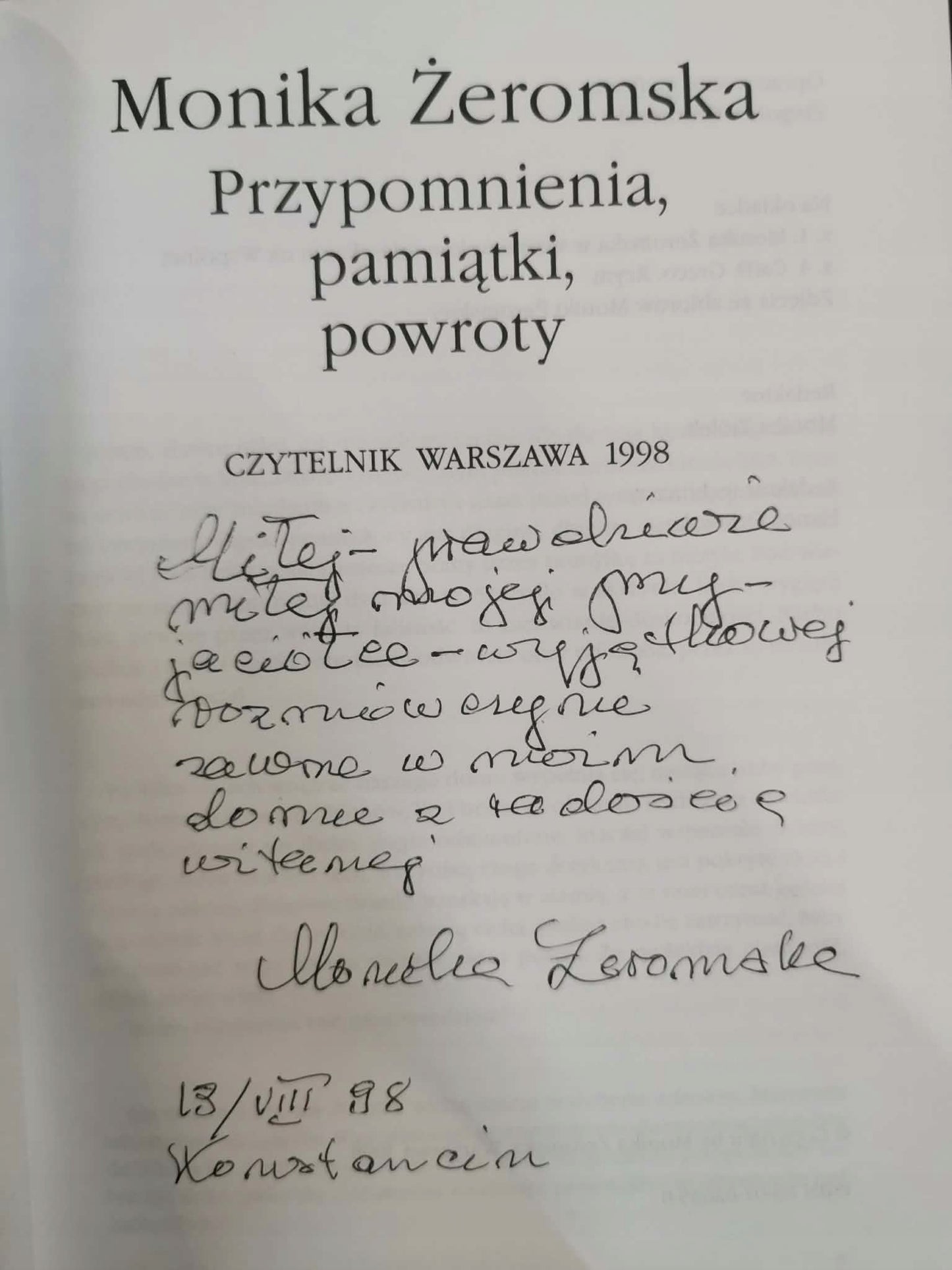 Wspomnienia Moniki i Anny Żeromskiej [zestaw 4 książek][DWA AUTOGRAFY]