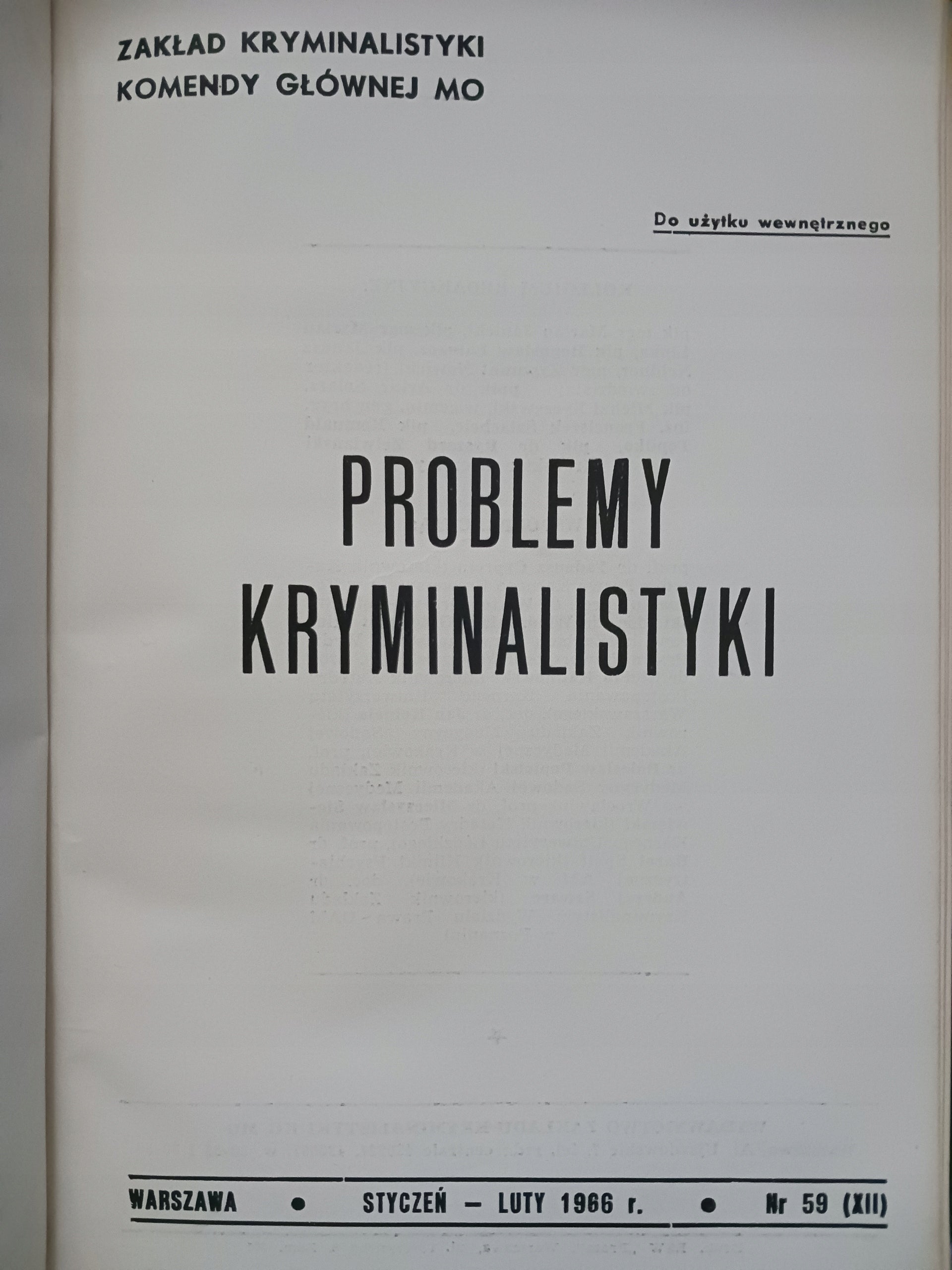 Problemy kryminalistyki rok 1966 numery 59-64