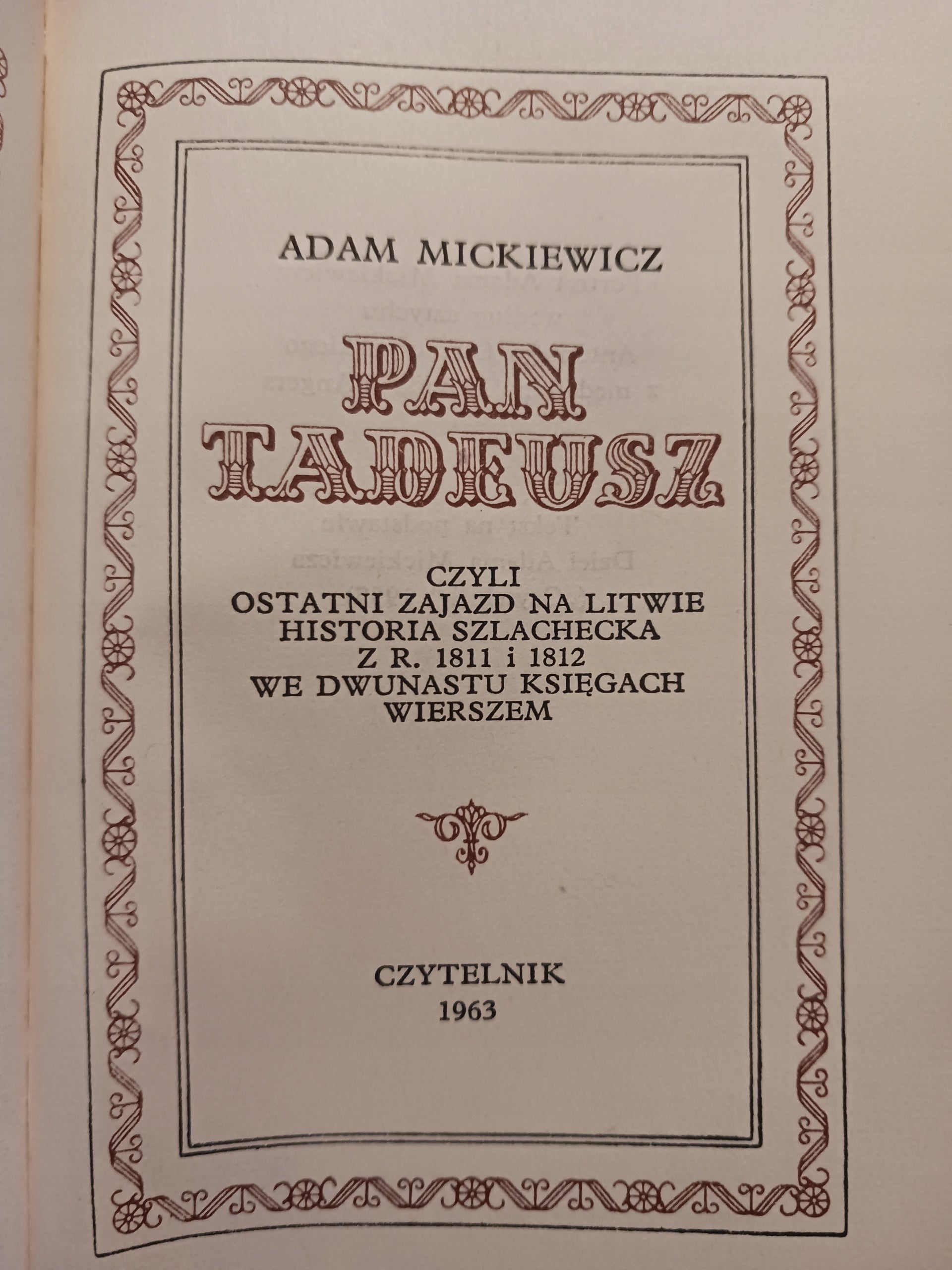 Pan Tadeusz Adam Mickiewicz [Czytelnik 1963]