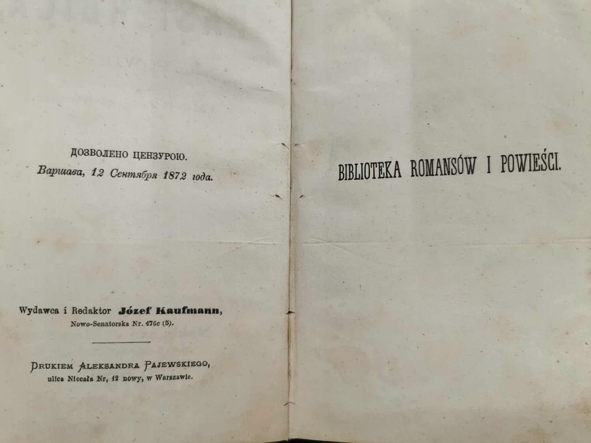 Biblioteka romansów i powieści. Pasierbica, M. Z. Schwartz [1872]