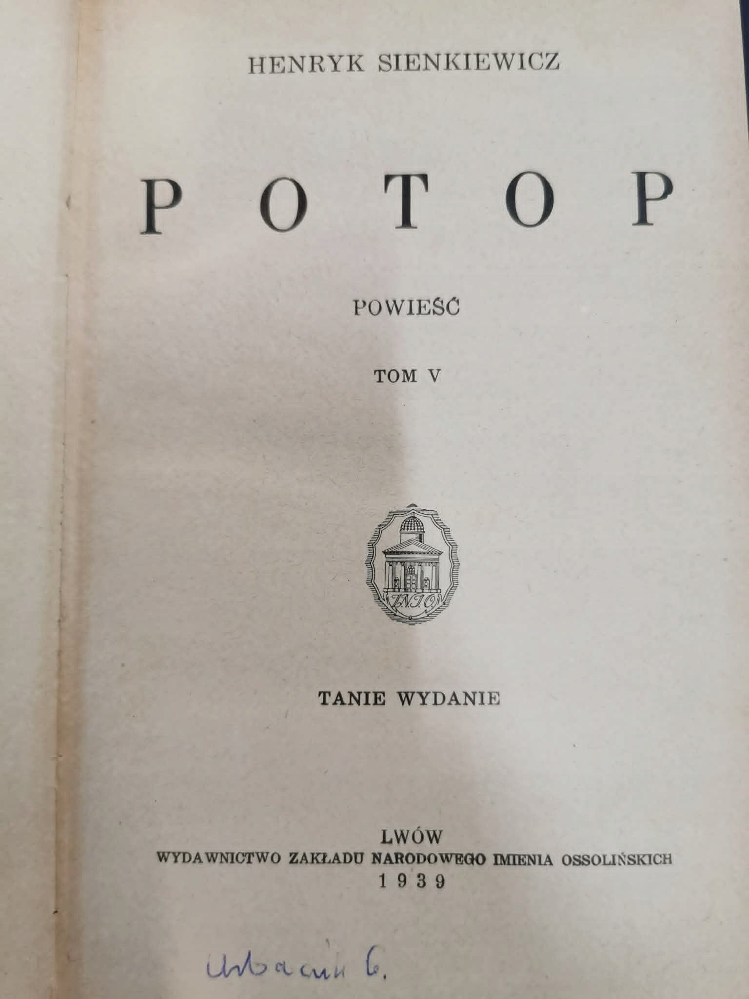 Potop [t. 3-6], Henryk Sienkiewicz [1939]