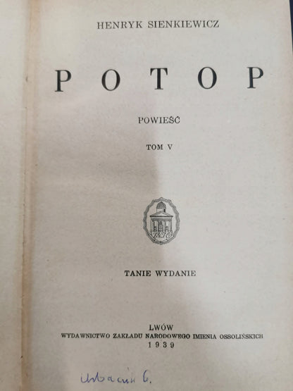 Potop [t. 3-6], Henryk Sienkiewicz [1939]