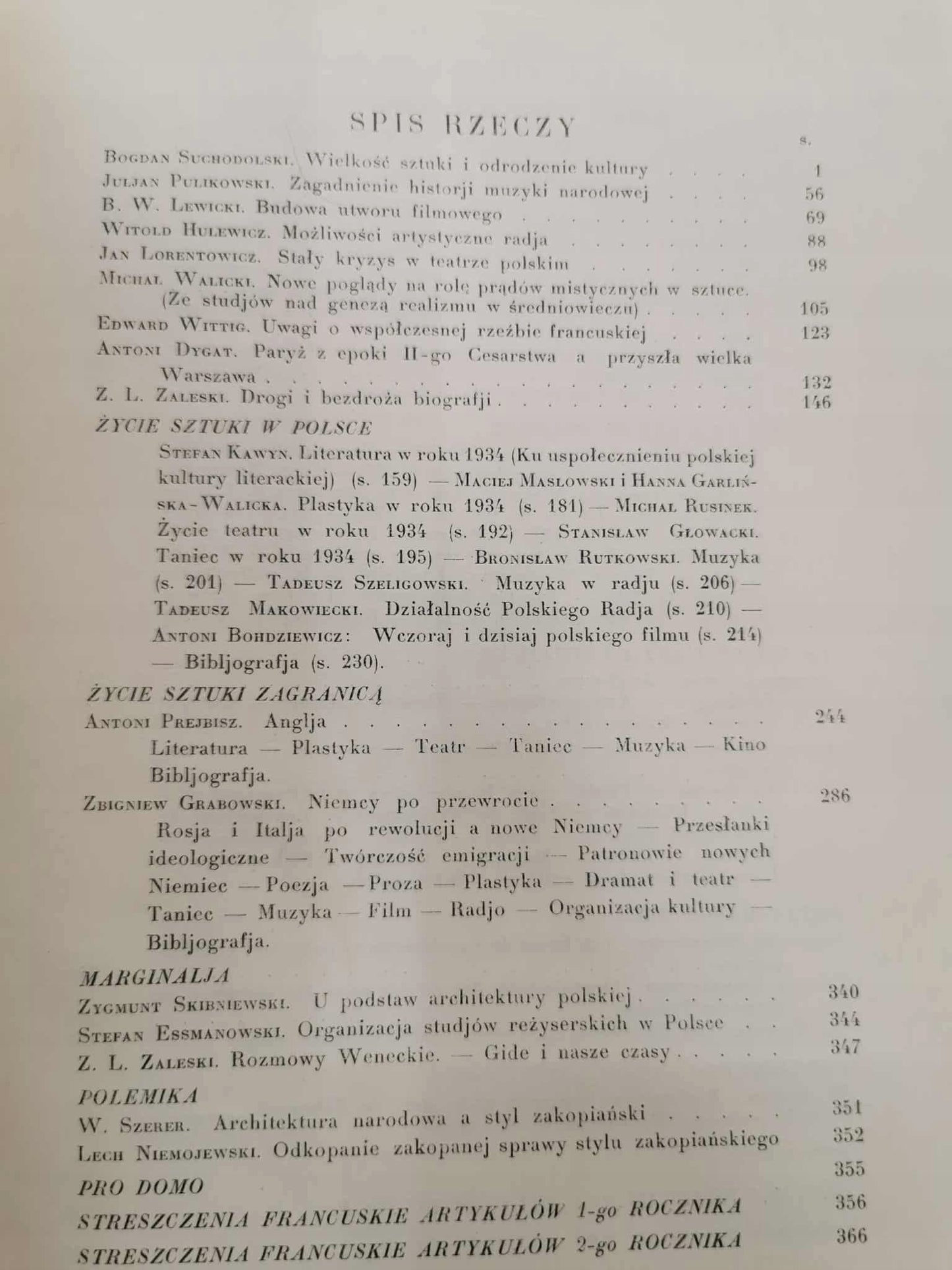 Życie sztuki, red. Z. L. Zaleskiego [1935]