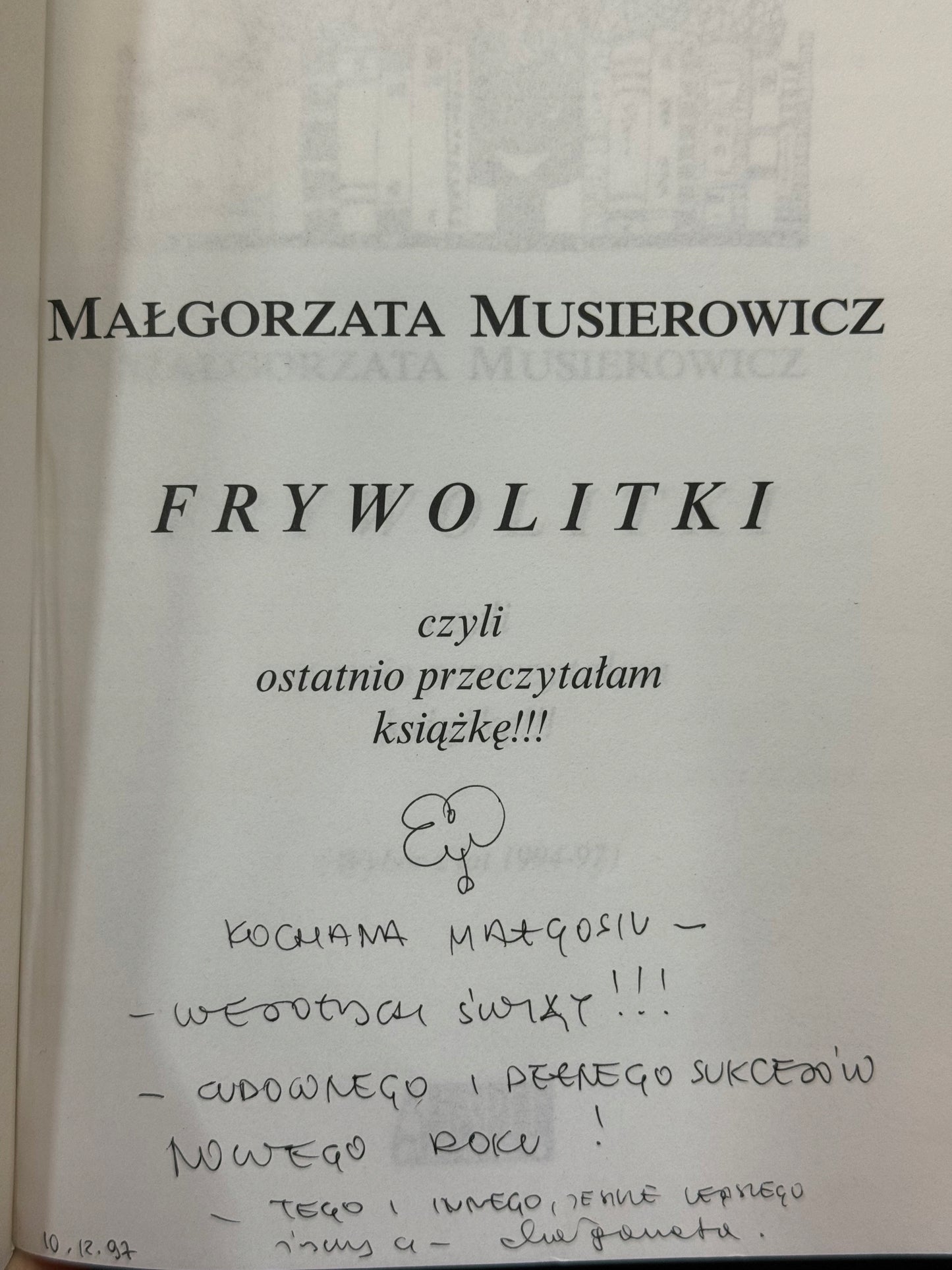 Frywolitki Małgorzata Musierowicz [dedykacja odautorska]
