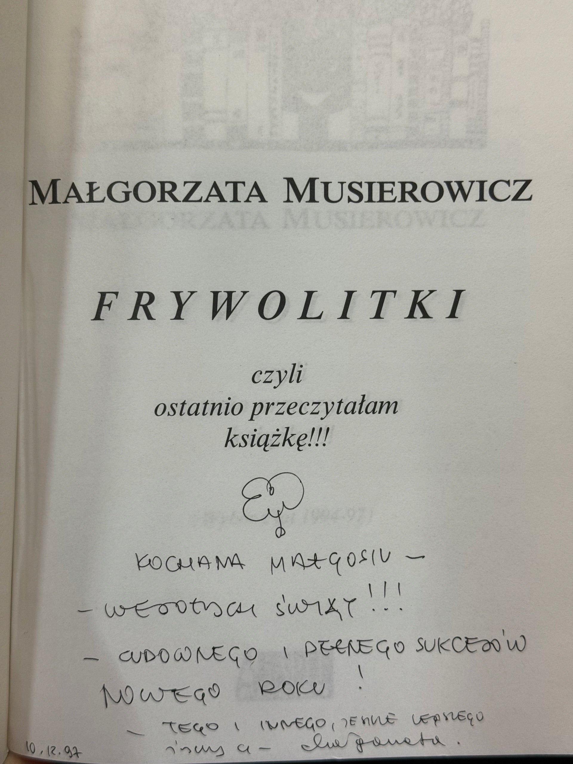 Frywolitki Małgorzata Musierowicz [dedykacja odautorska]