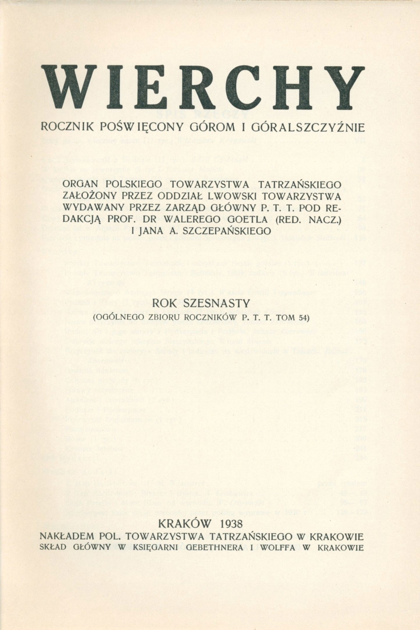 Wierchy. Rocznik poświęcony górom i góralszczyźnie, nr 16 [1938]