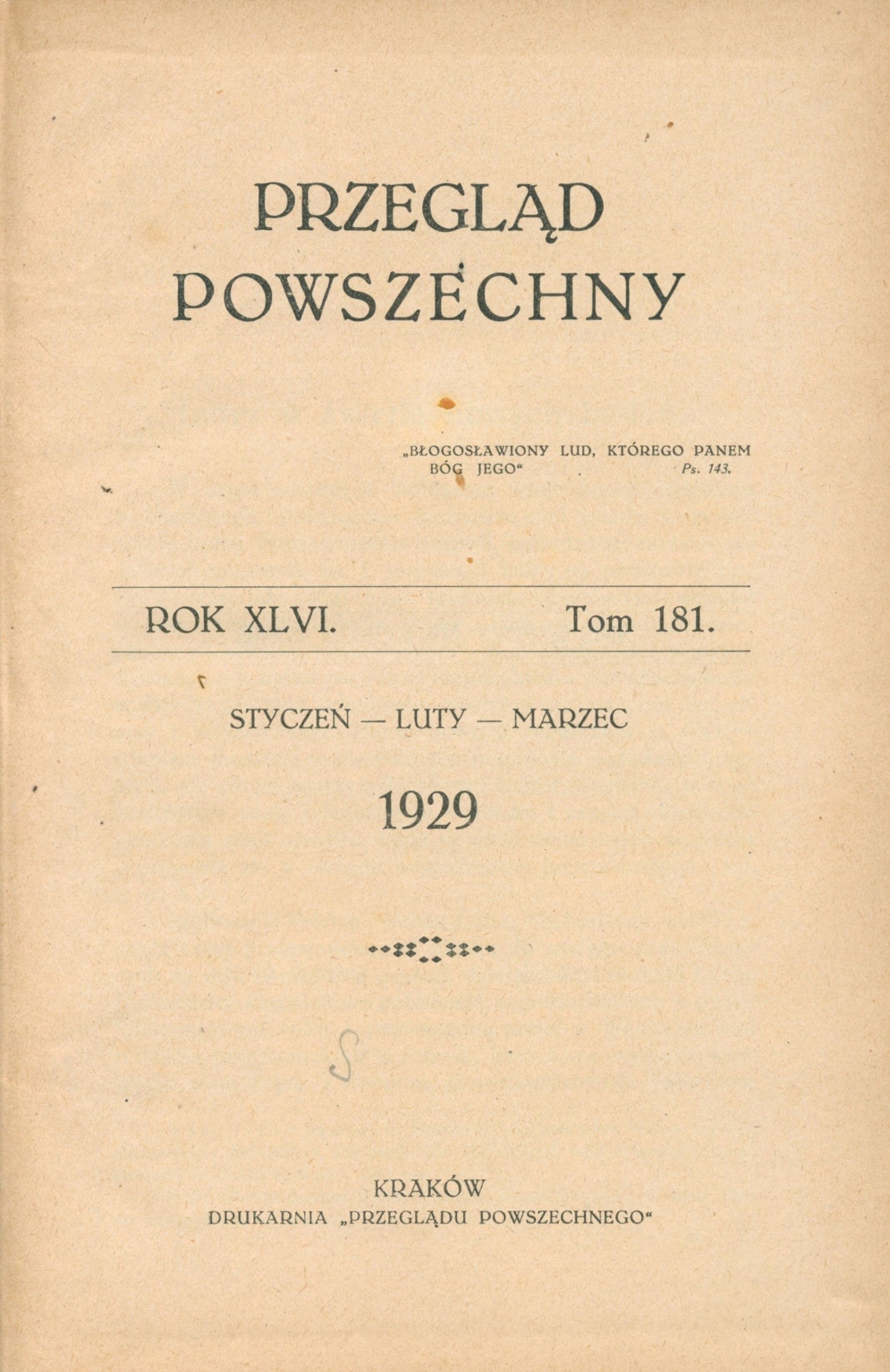 Przegląd Powszechny. Rok XLVI Tomy 181-184 w trzech woluminach [1929]