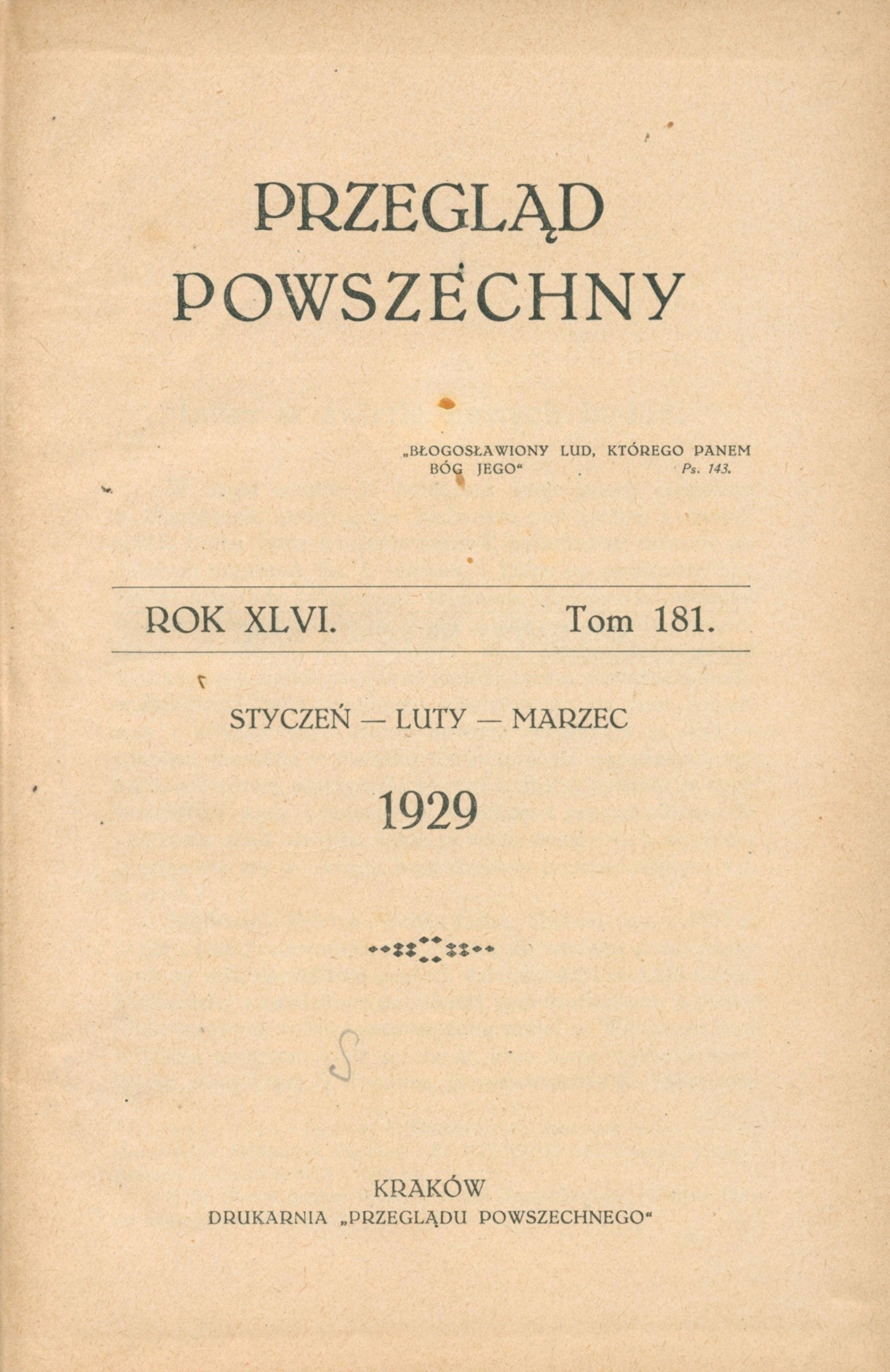 Przegląd Powszechny. Rok XLVI Tomy 181-184 w trzech woluminach [1929]