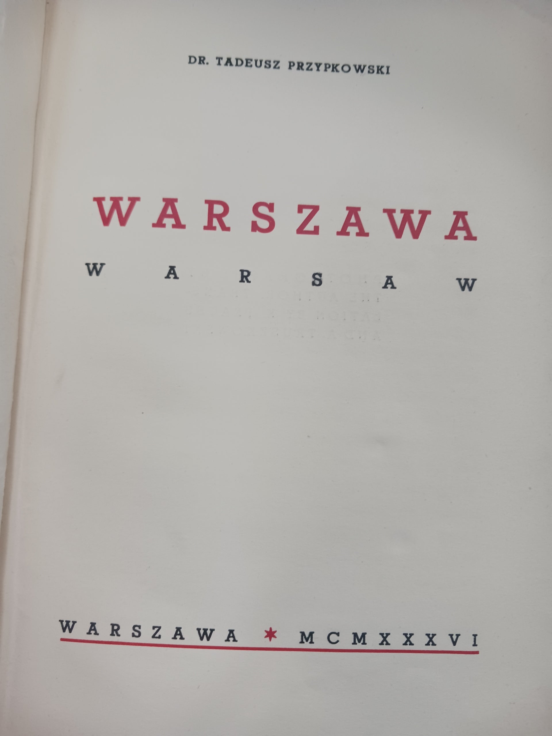 Warszawa / Warsaw Dr Tadeusz Przypkowski [wydanie z roku 1936]
