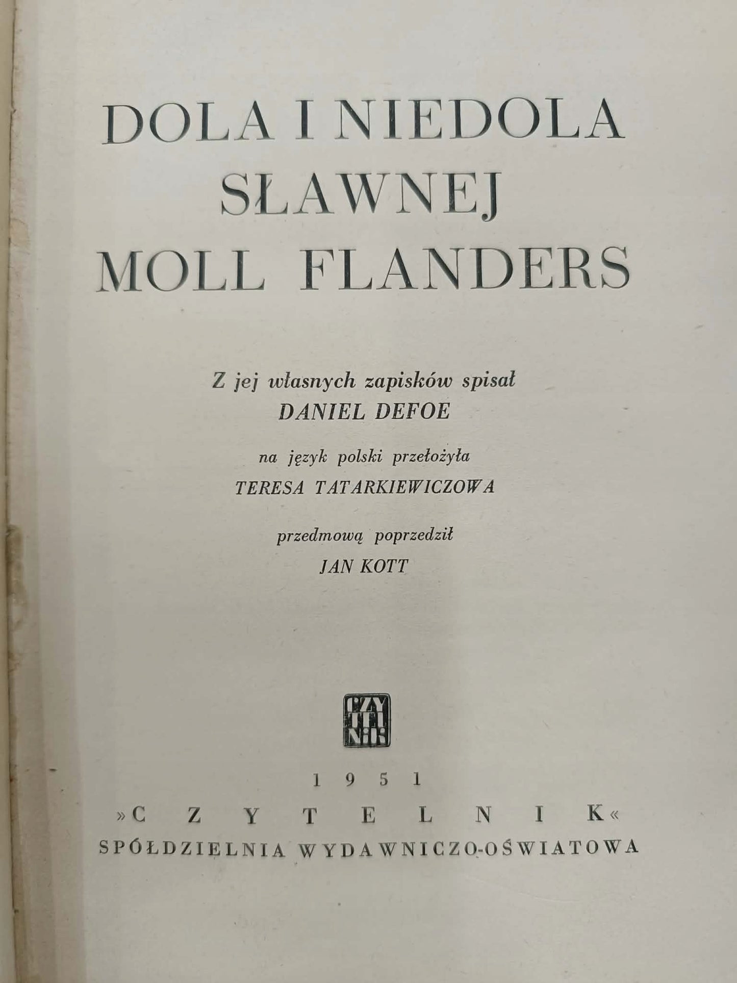 Dola i niedola sławnej Moll Flanders, Daniel Defoe